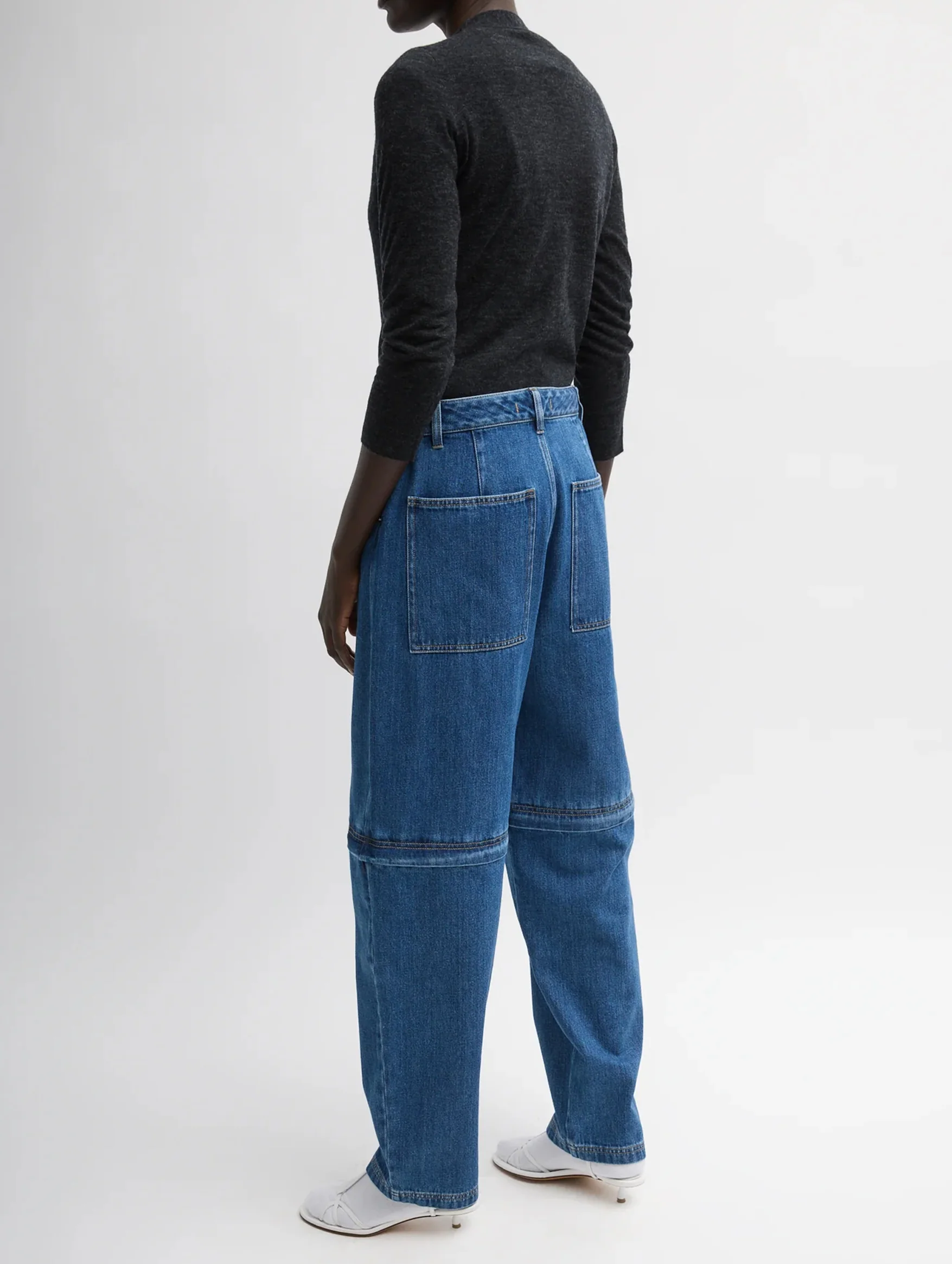 Lars Denim Short Convertible Zip Jean in Classic Blue - Image 4