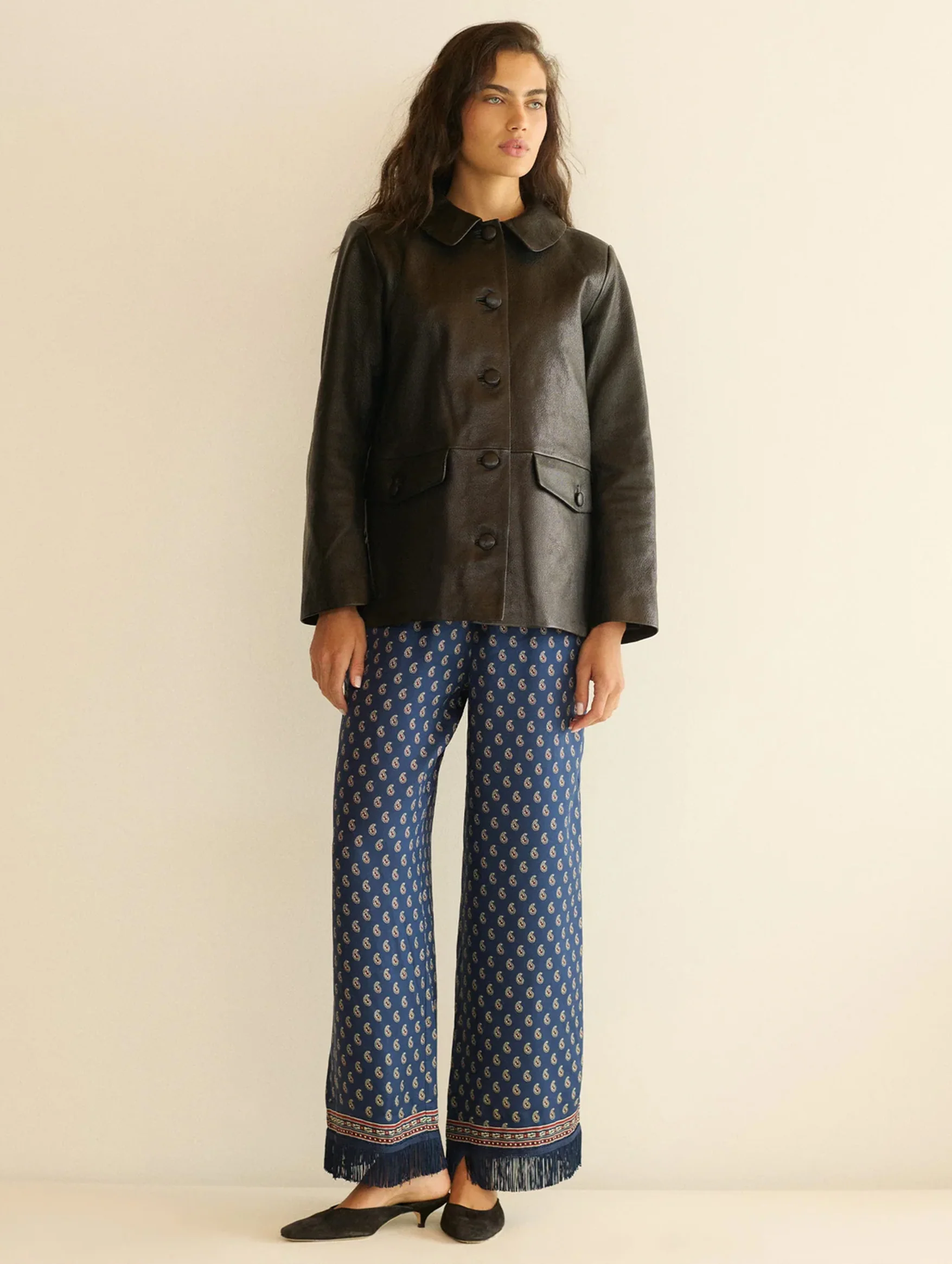 Lavon Fringe Pant in Bleu Taorina Paisley - Image 4