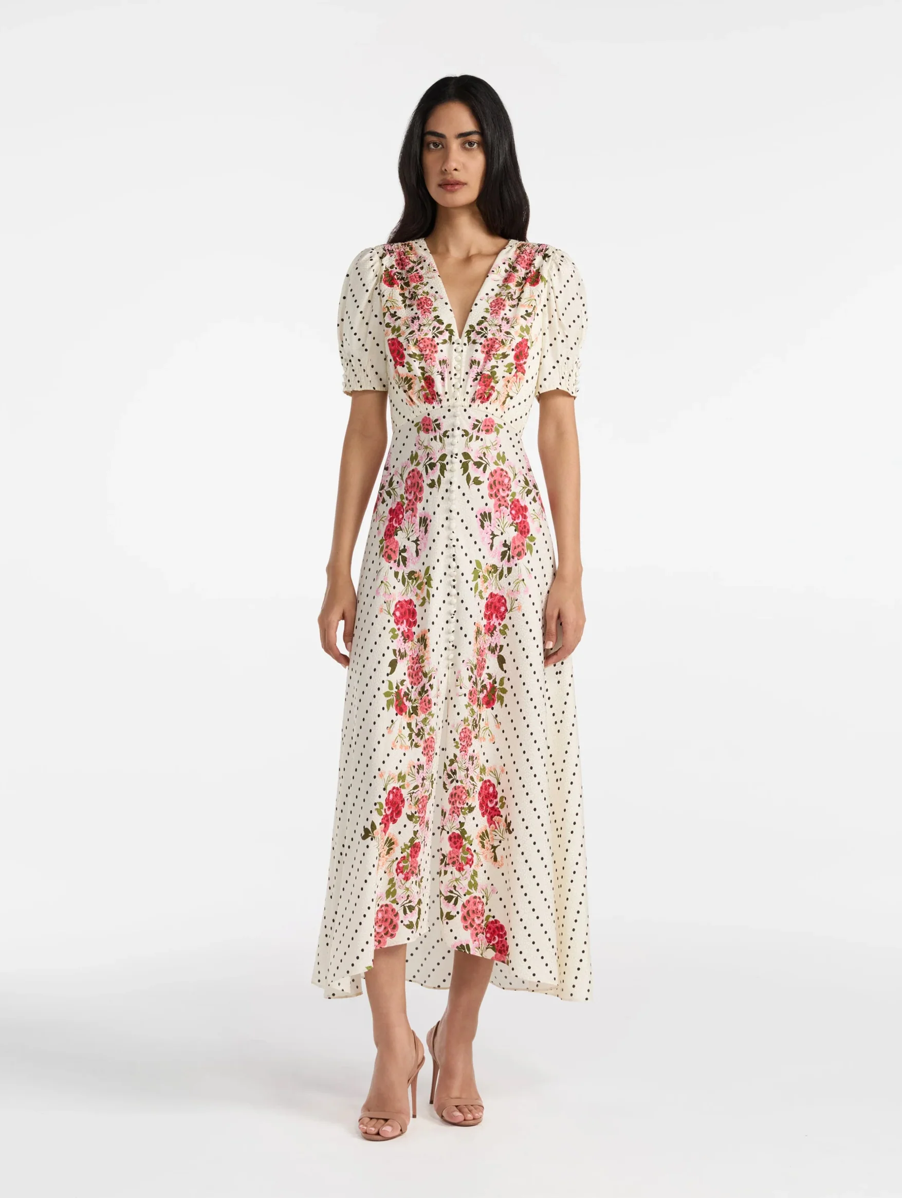 Lea Long Dress in Rouge Polka Dot - Image 2