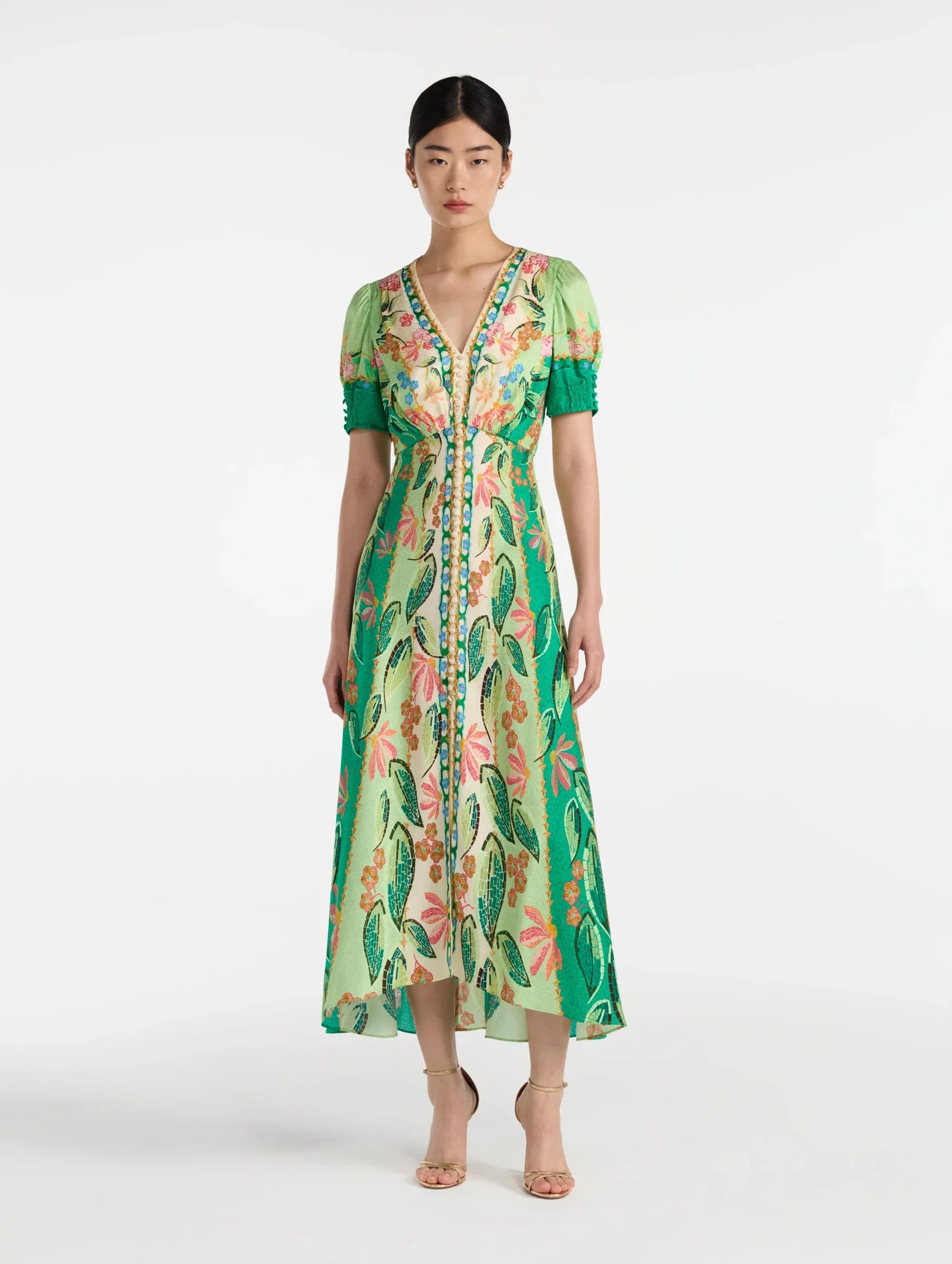 Lea Long Dress in Terrazzo Jade - Image 2