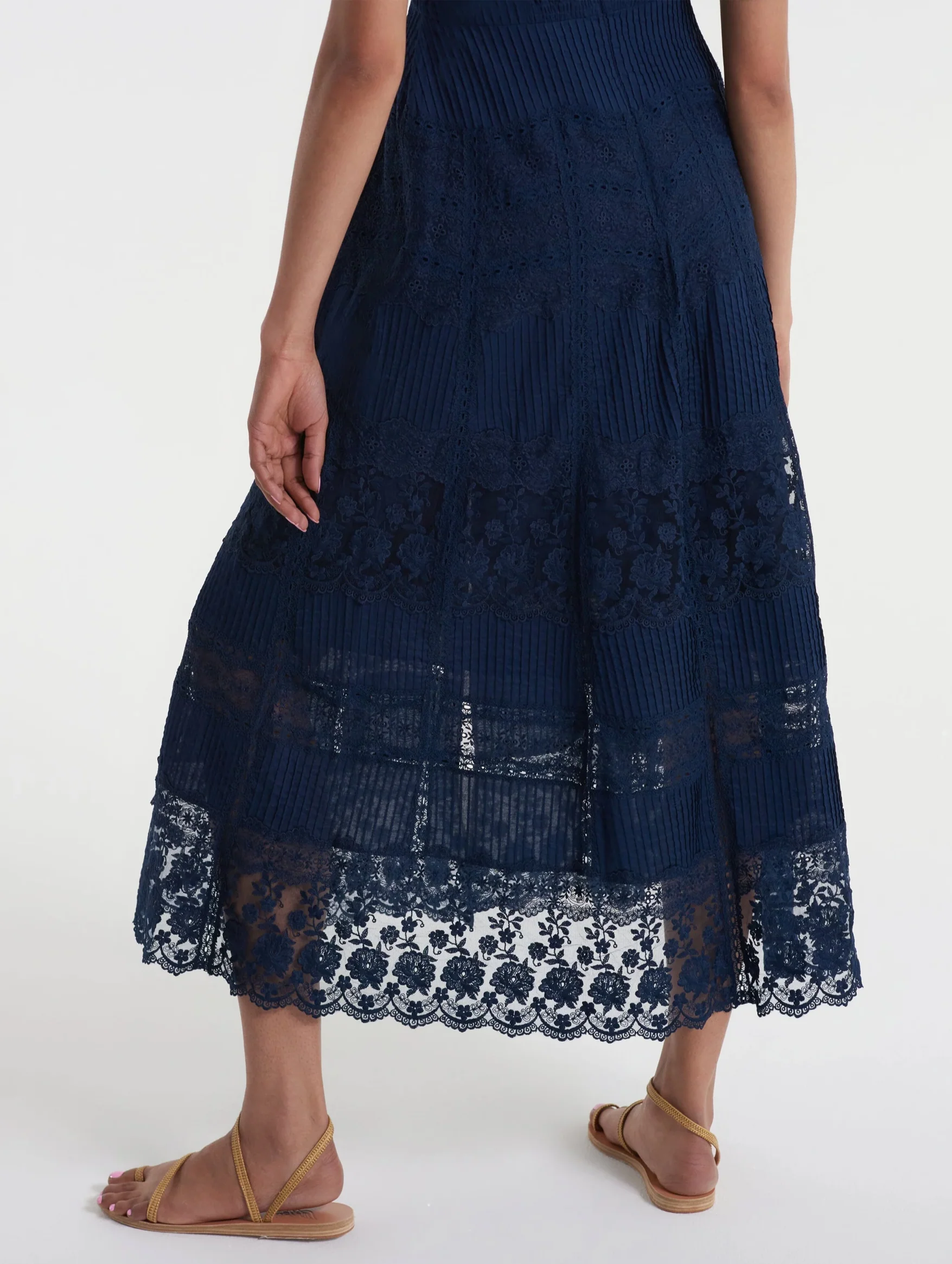 Lea Long Lace Dress in Navy - Image 2