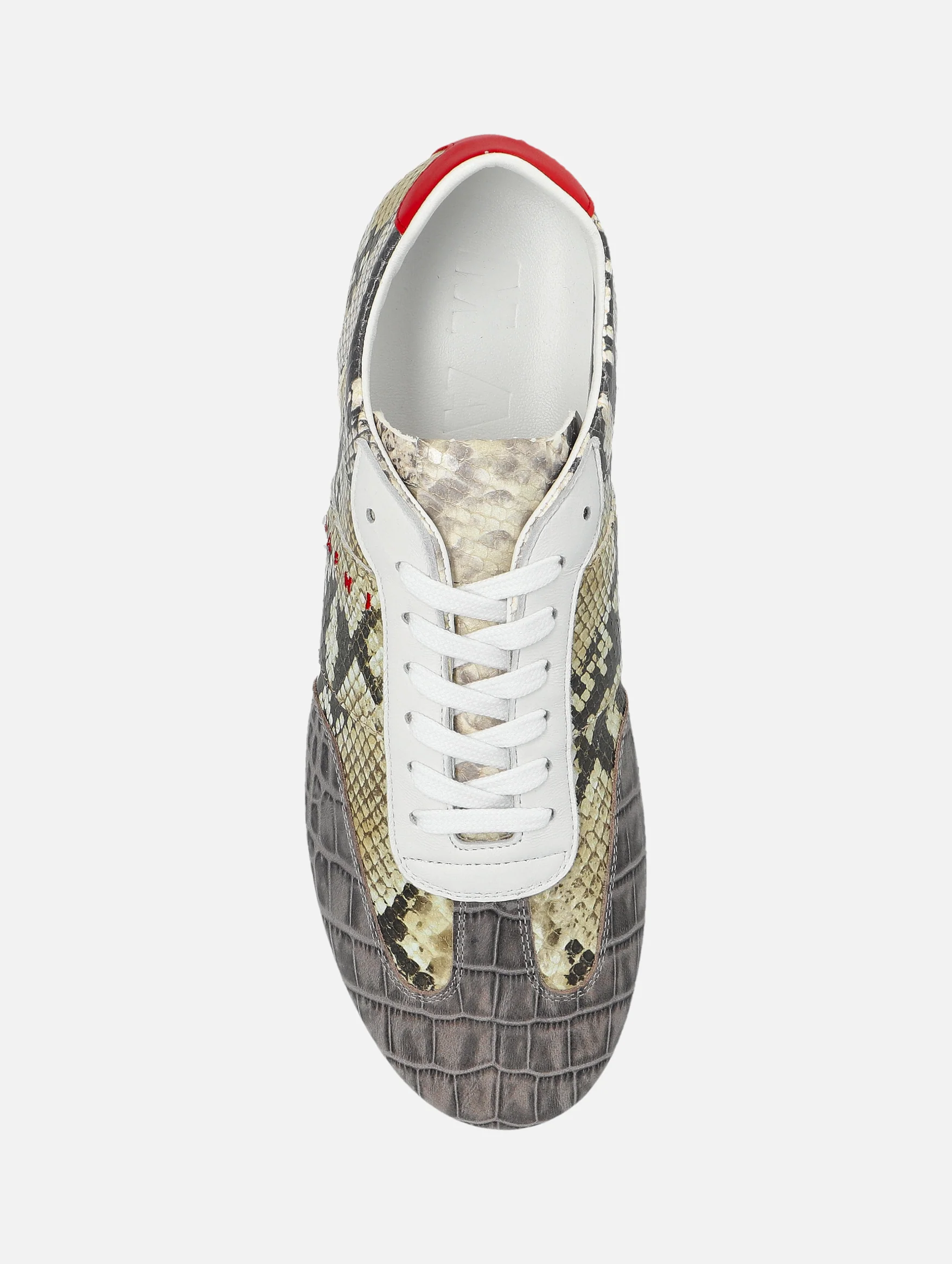 Leather Sneakers in Croc and Snake-Effect - Image 3