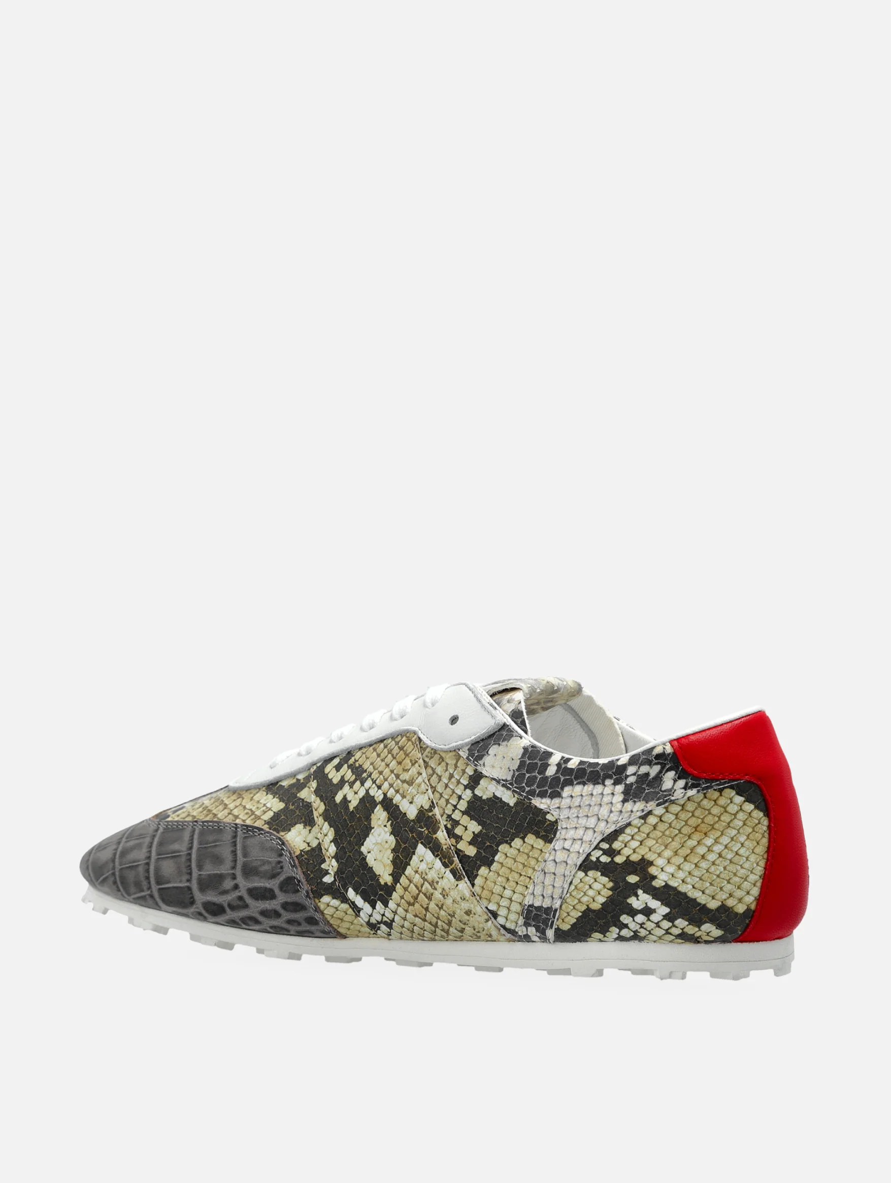 Leather Sneakers in Croc and Snake-Effect - Image 4