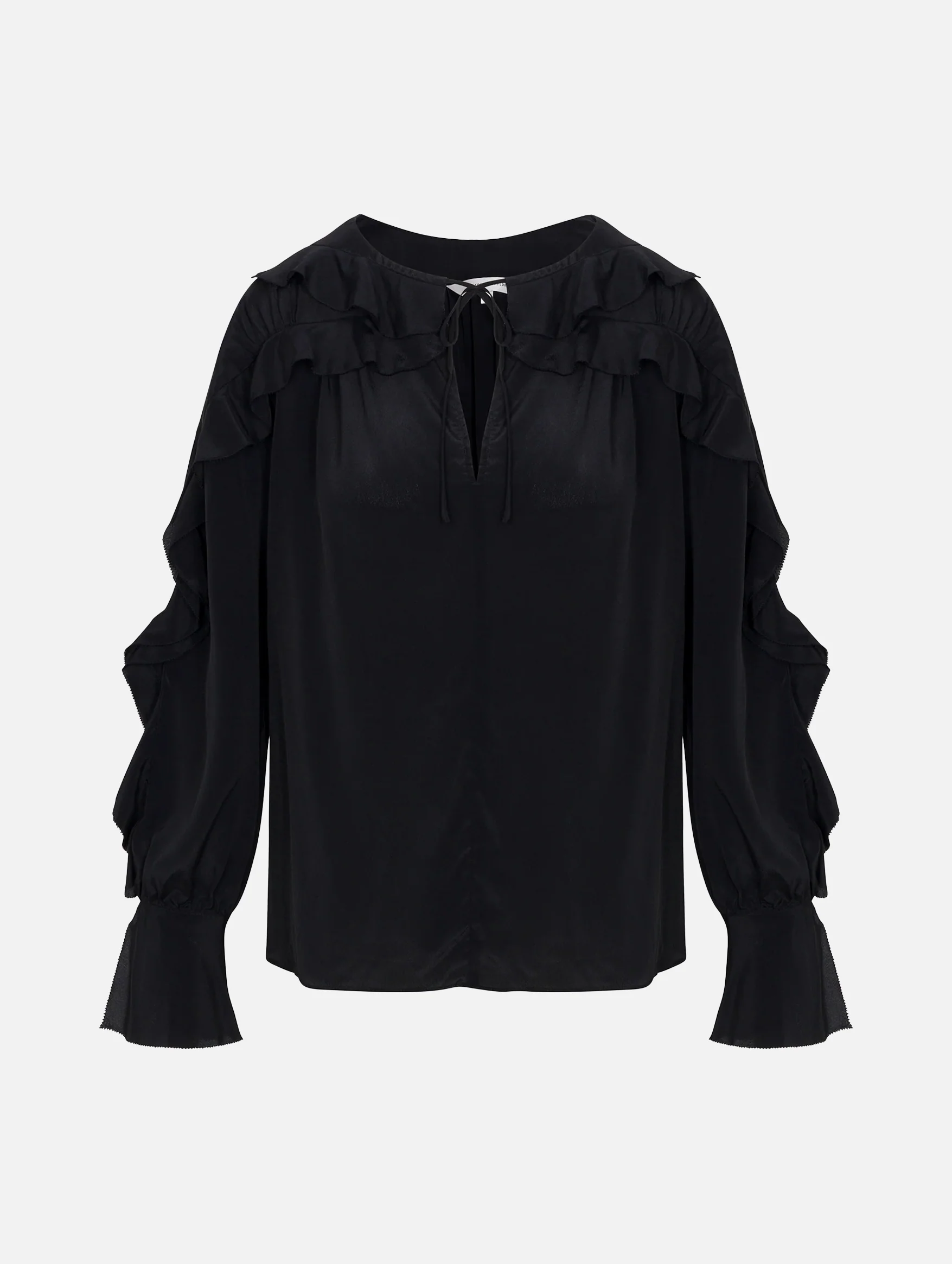 Lilith Ruffle Blouse in Black