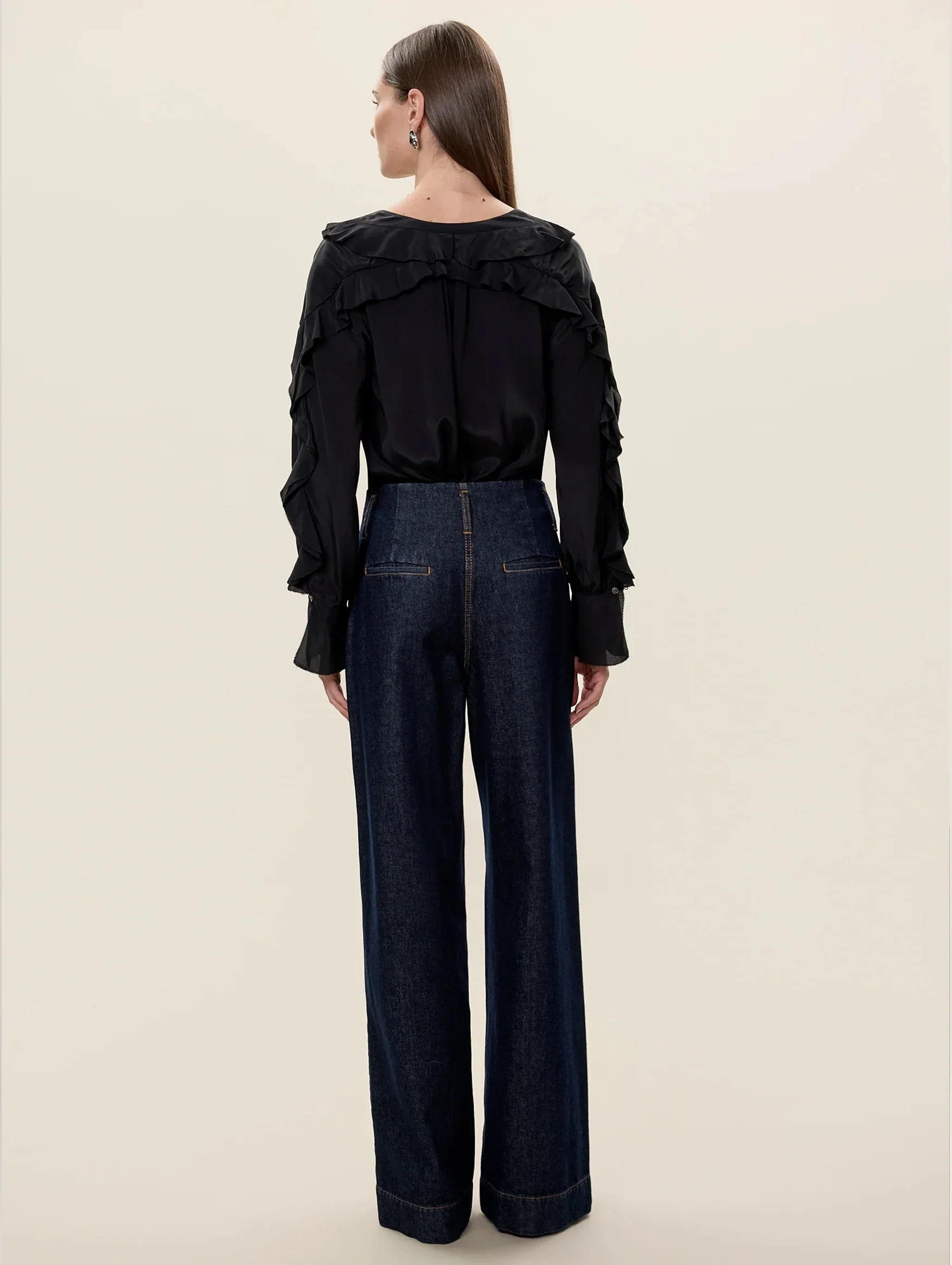 Lilith Ruffle Blouse in Black - Image 5