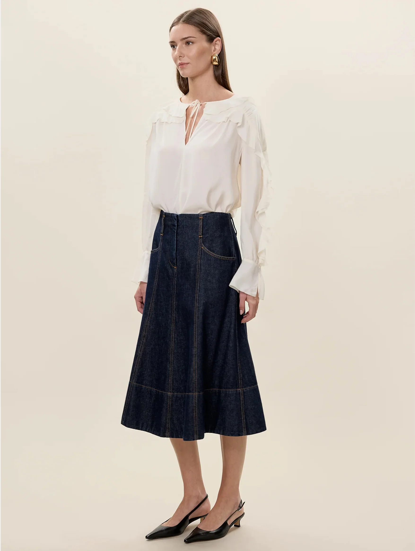 Lilith Ruffle Blouse in Ivory - Image 5