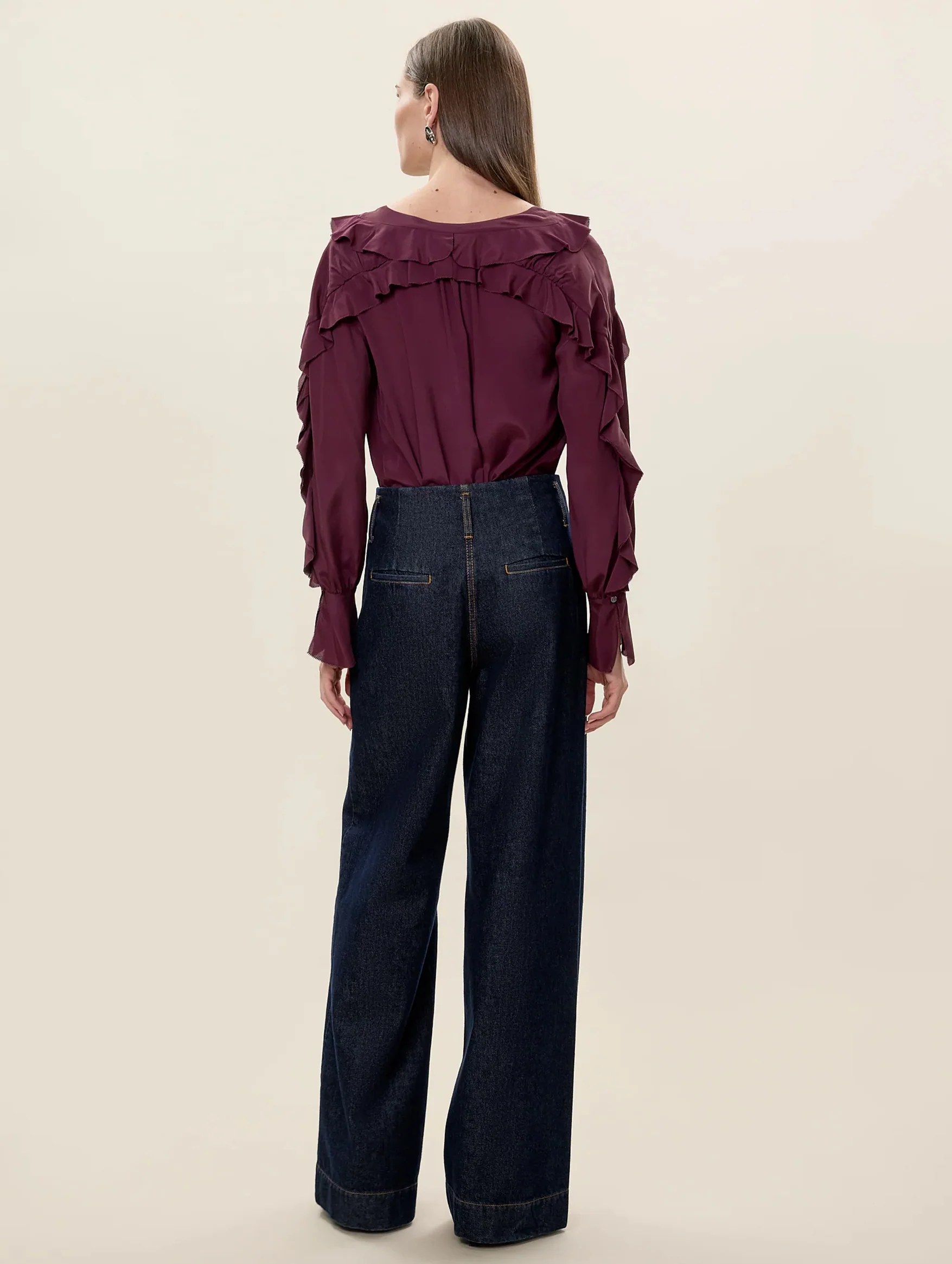 Lilith Ruffle Blouse in Mulberry - Image 6