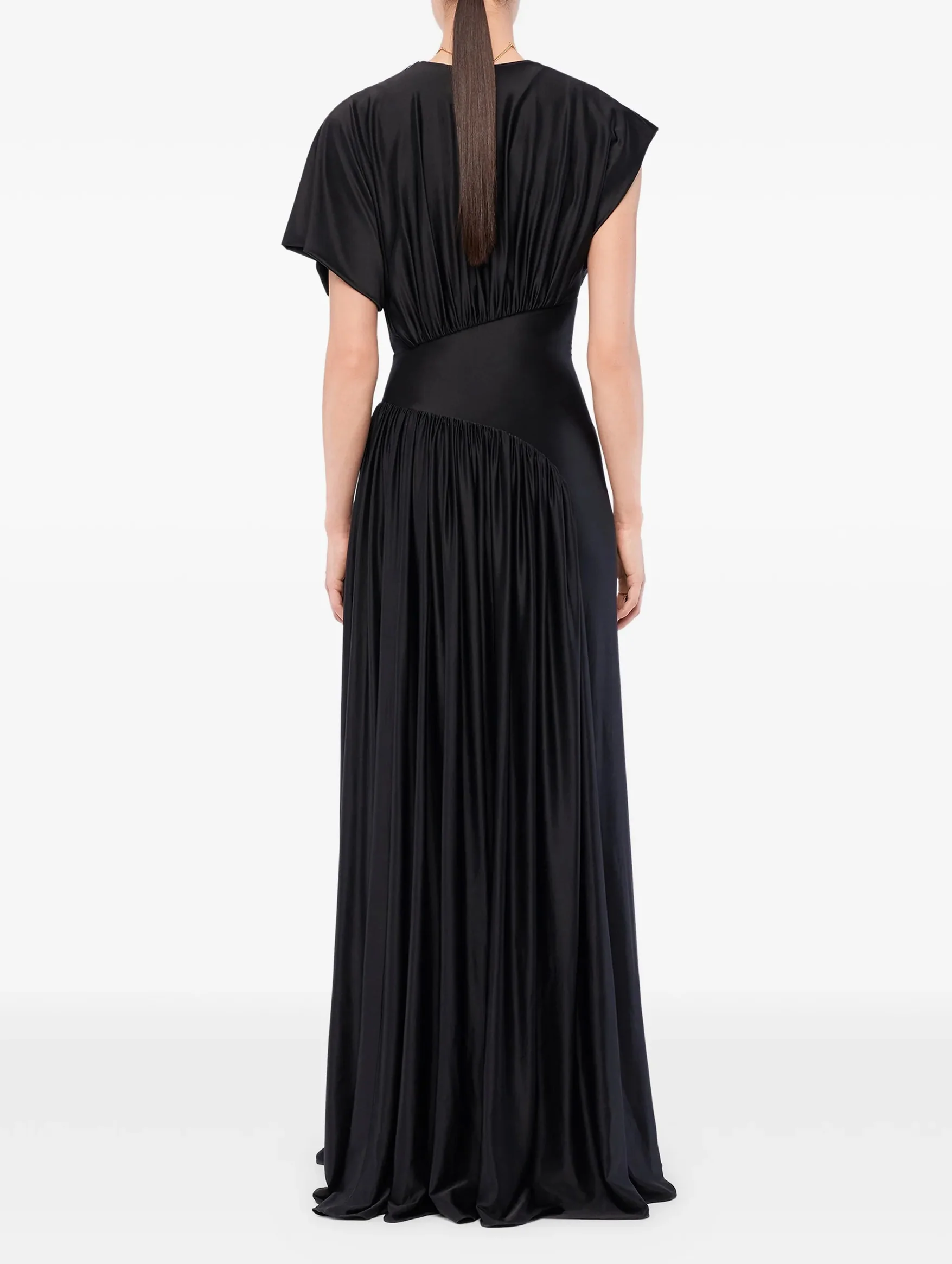 Long Dress With Ruched Details in Black - Image 3