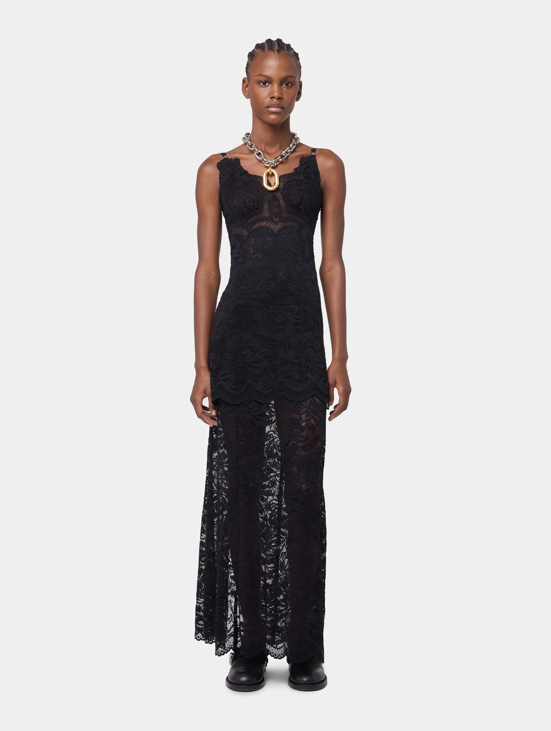 Long Lace Dress in Black - Image 2