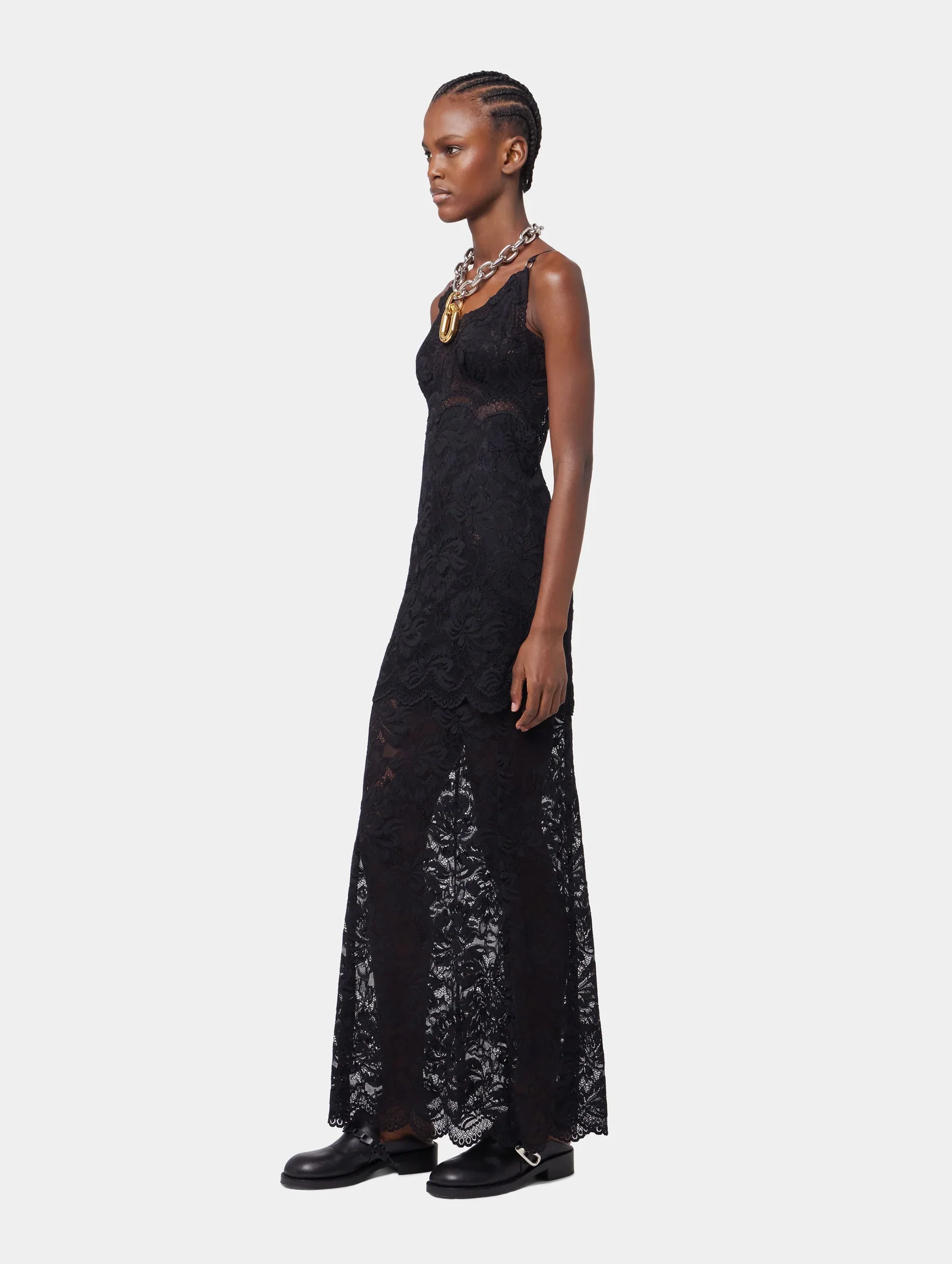 Long Lace Dress in Black - Image 4