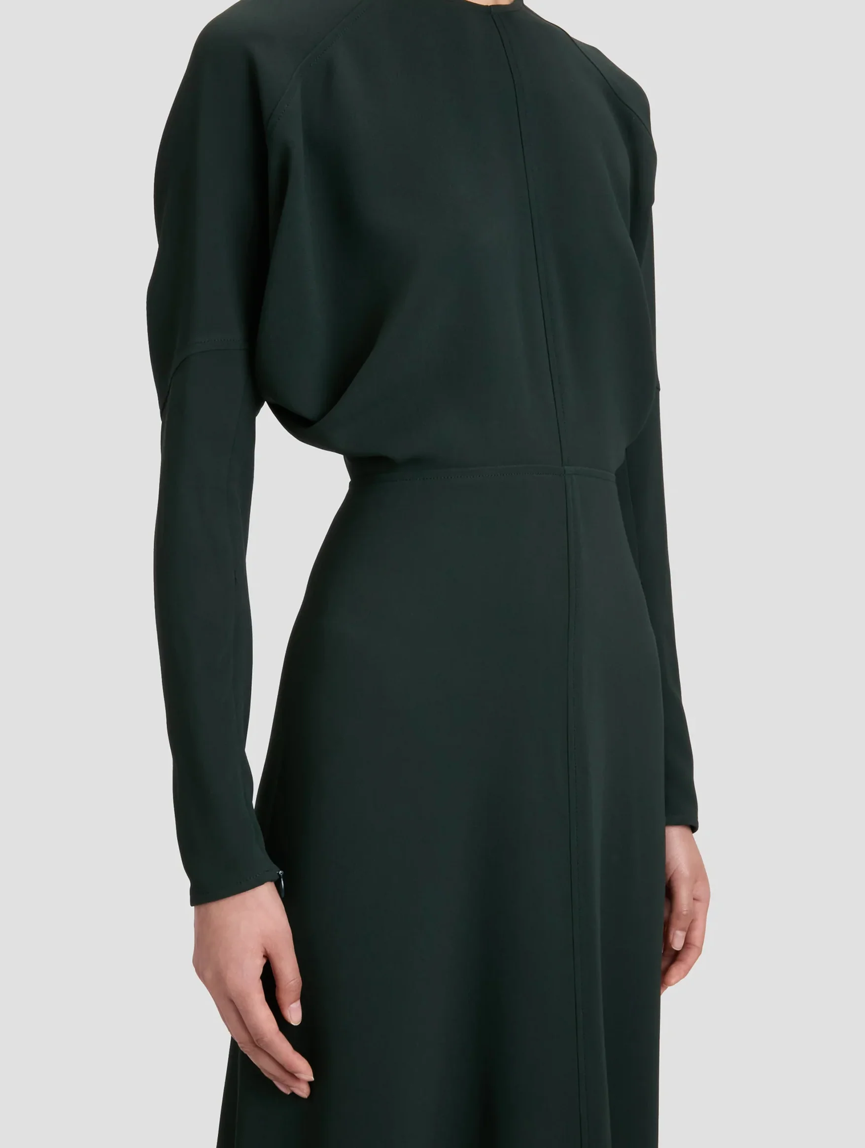 Long Sleeve Dolman Midi Dress in Dark Pine - Image 4