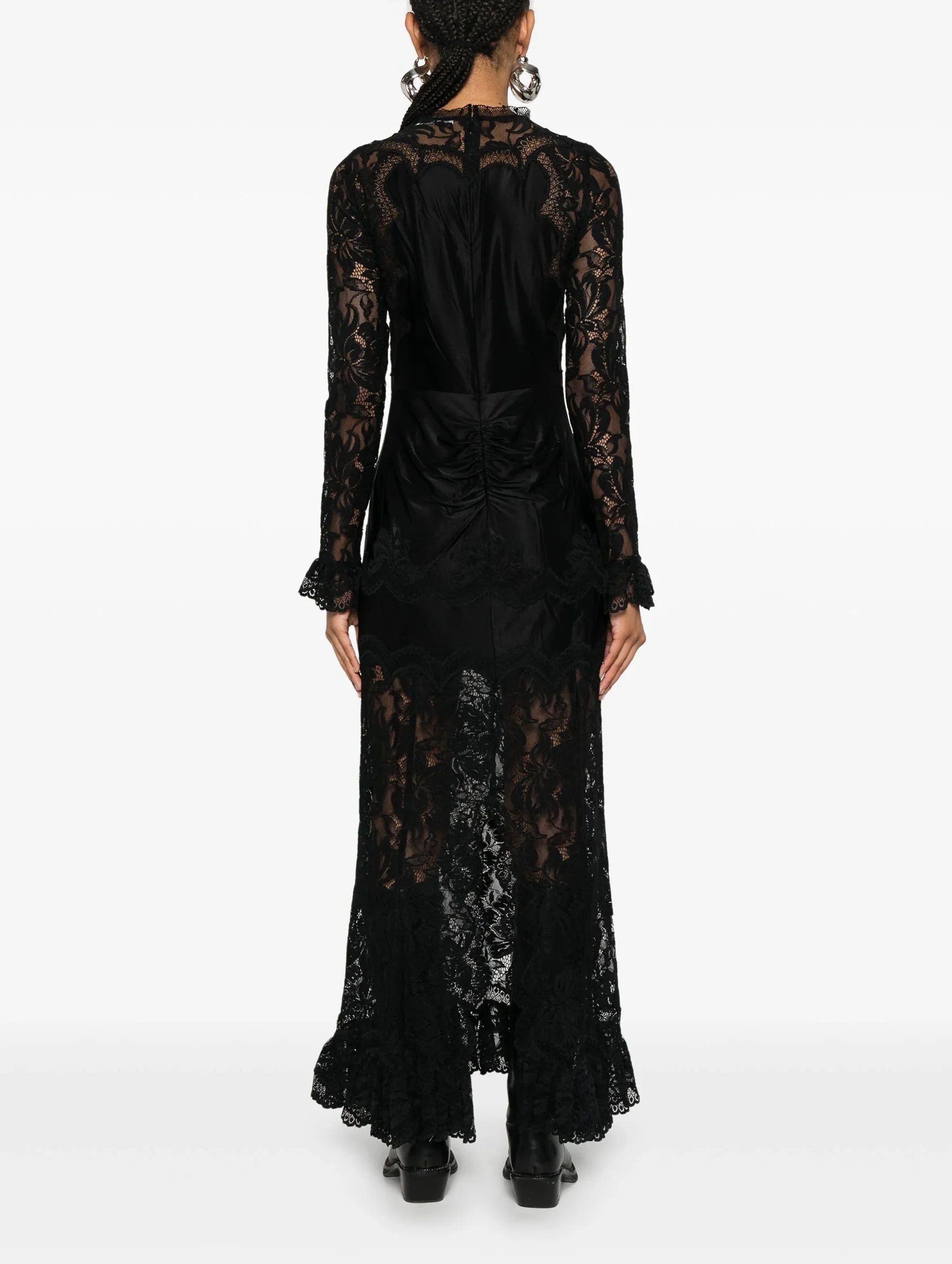 Long Sleeve Lace Dress in Black - Image 4