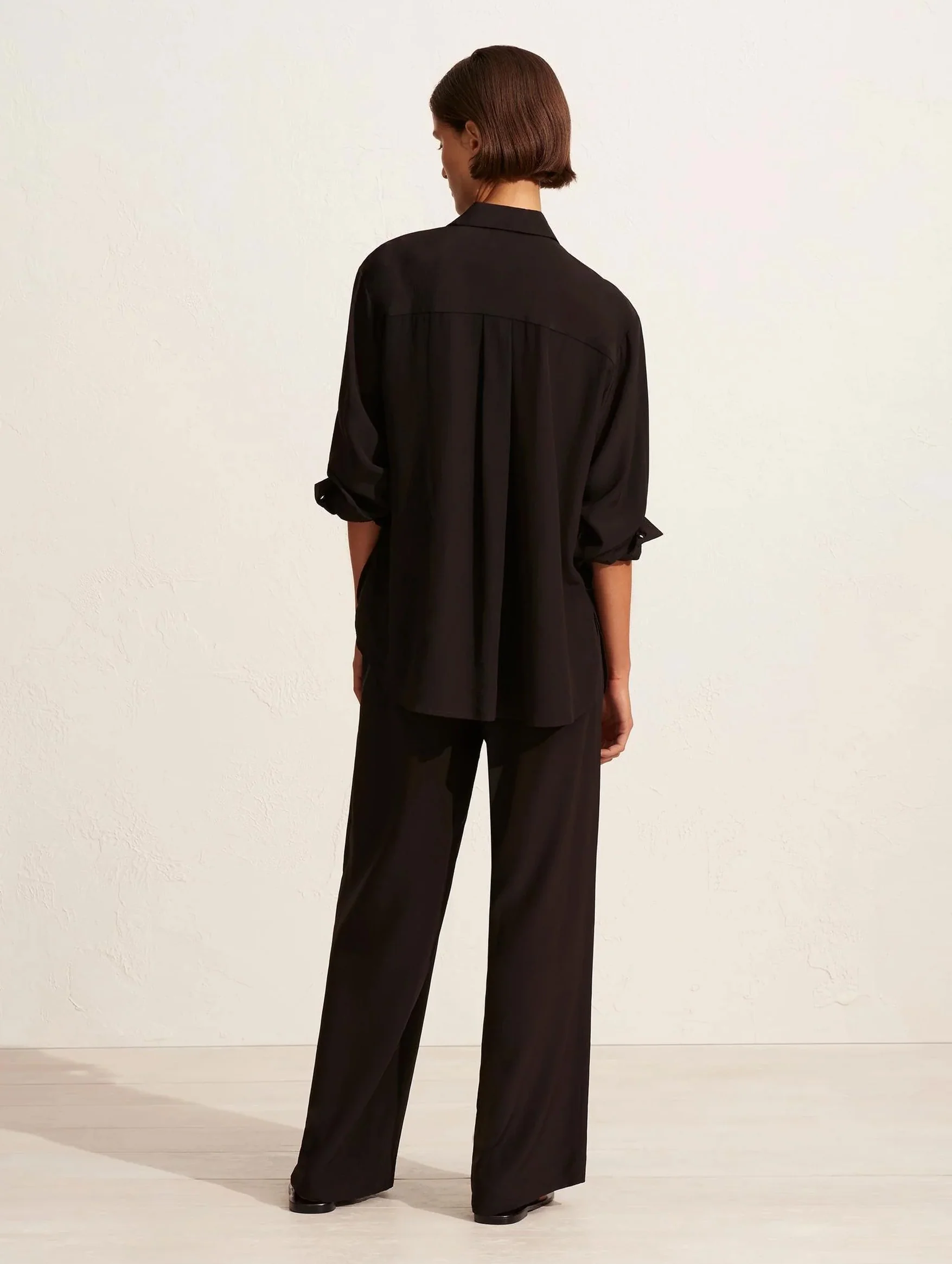 Long Sleeve Silk Shirt in Black - Image 4