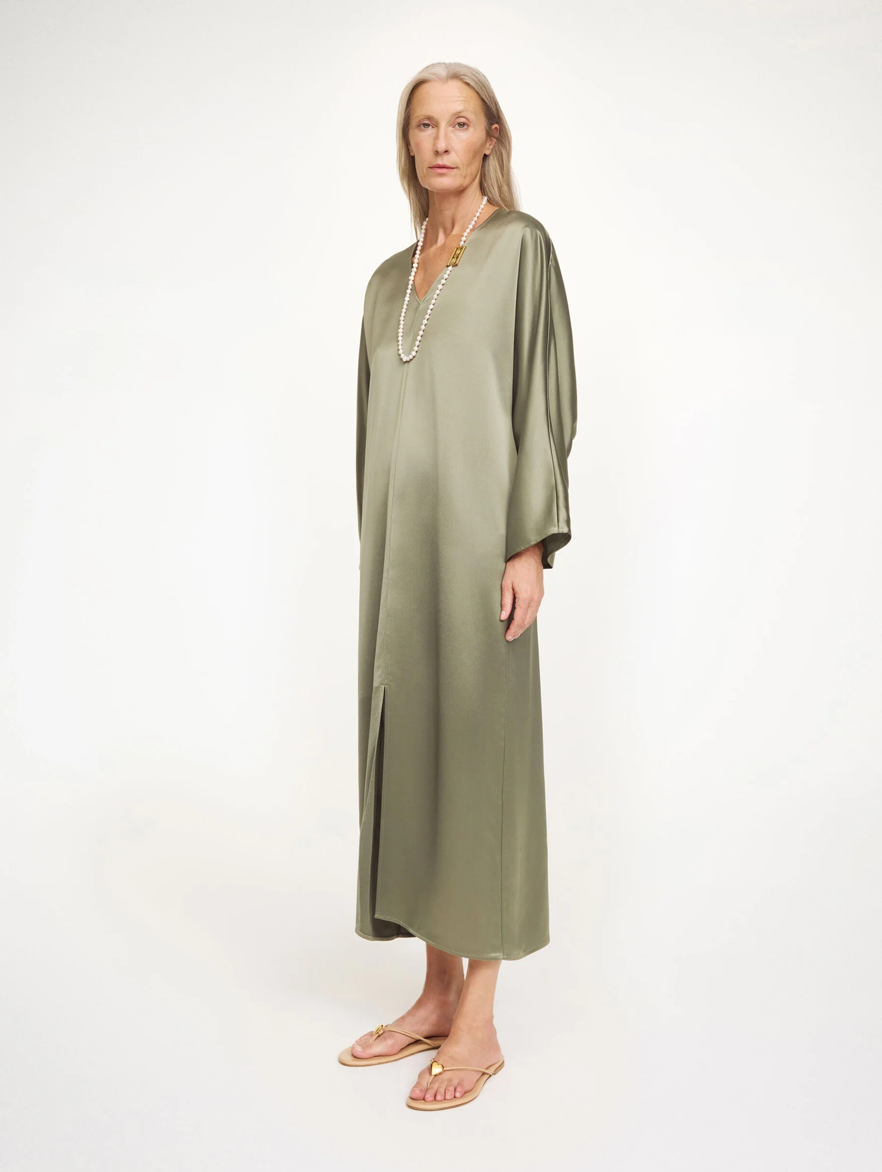 Lucina Maxi Dress in Deep Lichen Green - Image 2