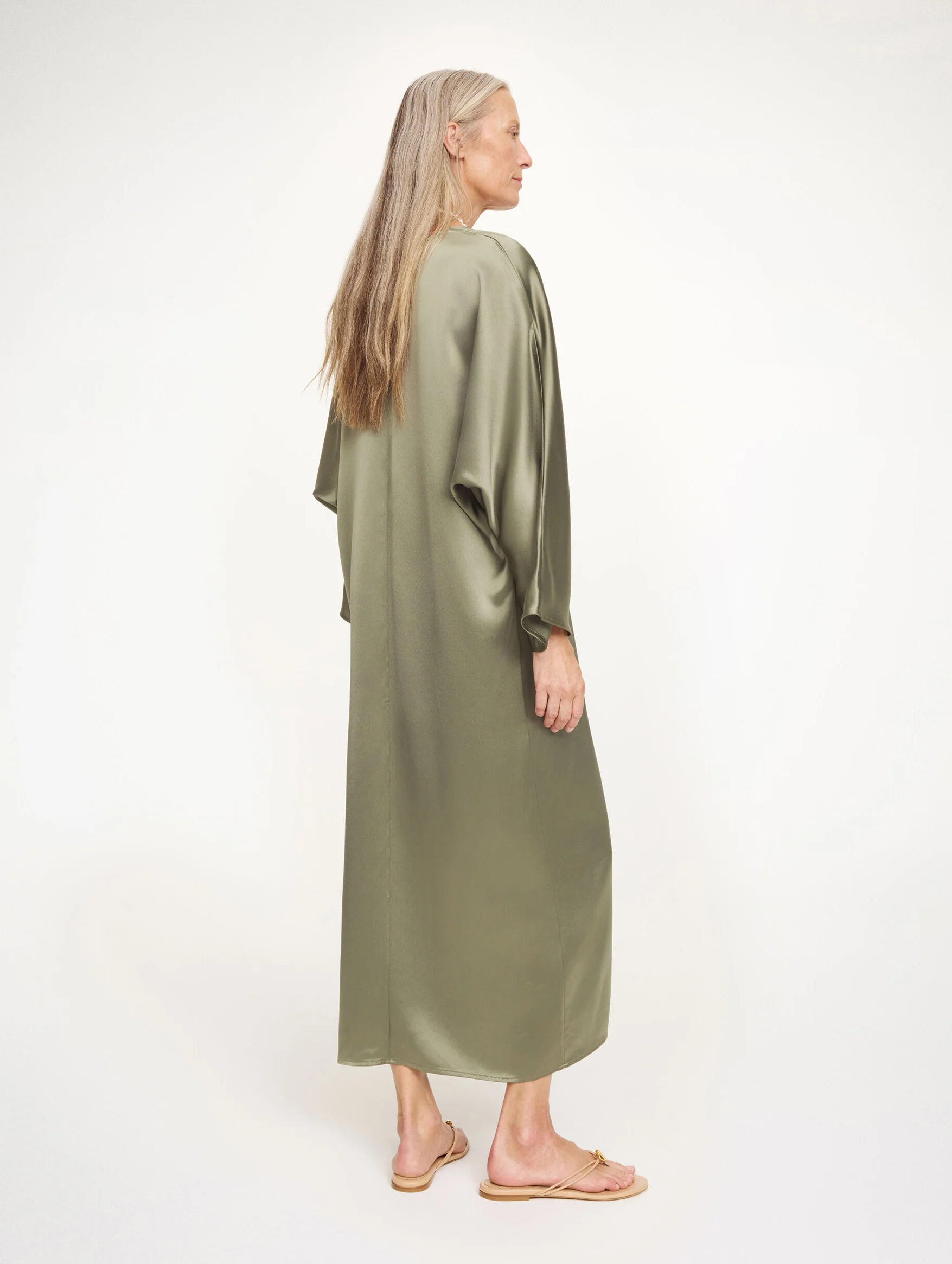 Lucina Maxi Dress in Deep Lichen Green - Image 3