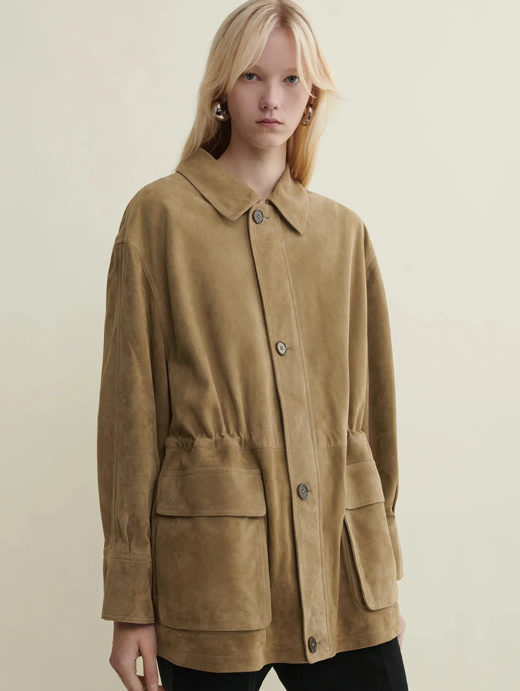 Maeve Suede Jacket in Olive - Image 3