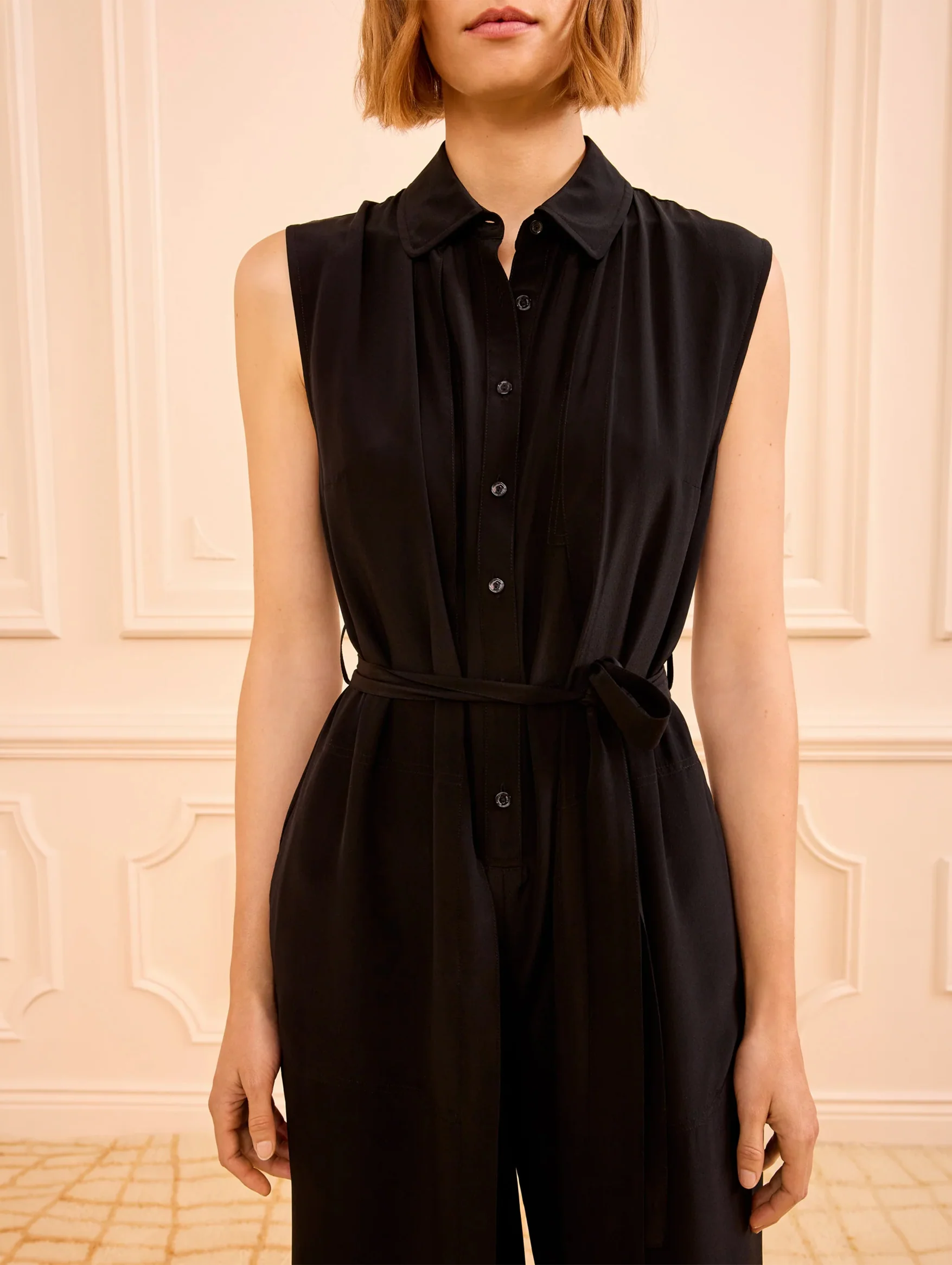 Meera Silk Jumpsuit in Noir - Image 2