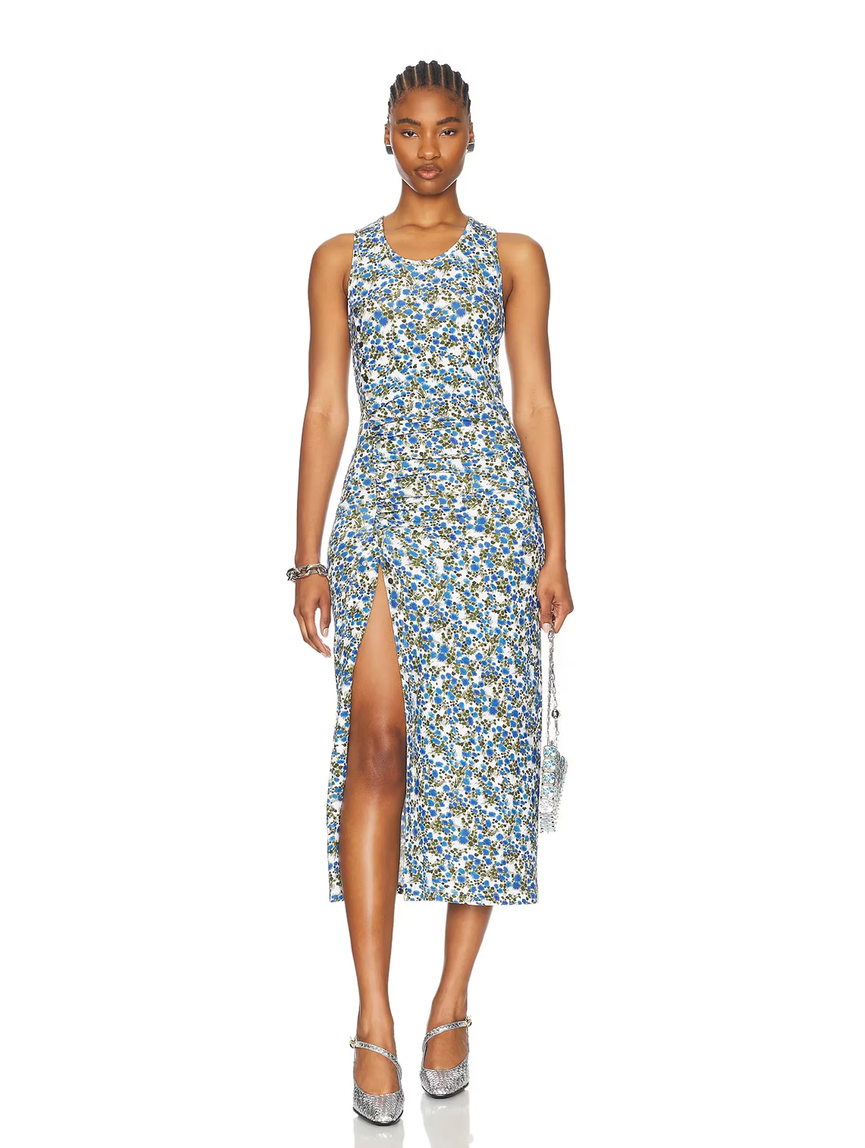 Midi Dress in Golden Thistle Green - Image 2