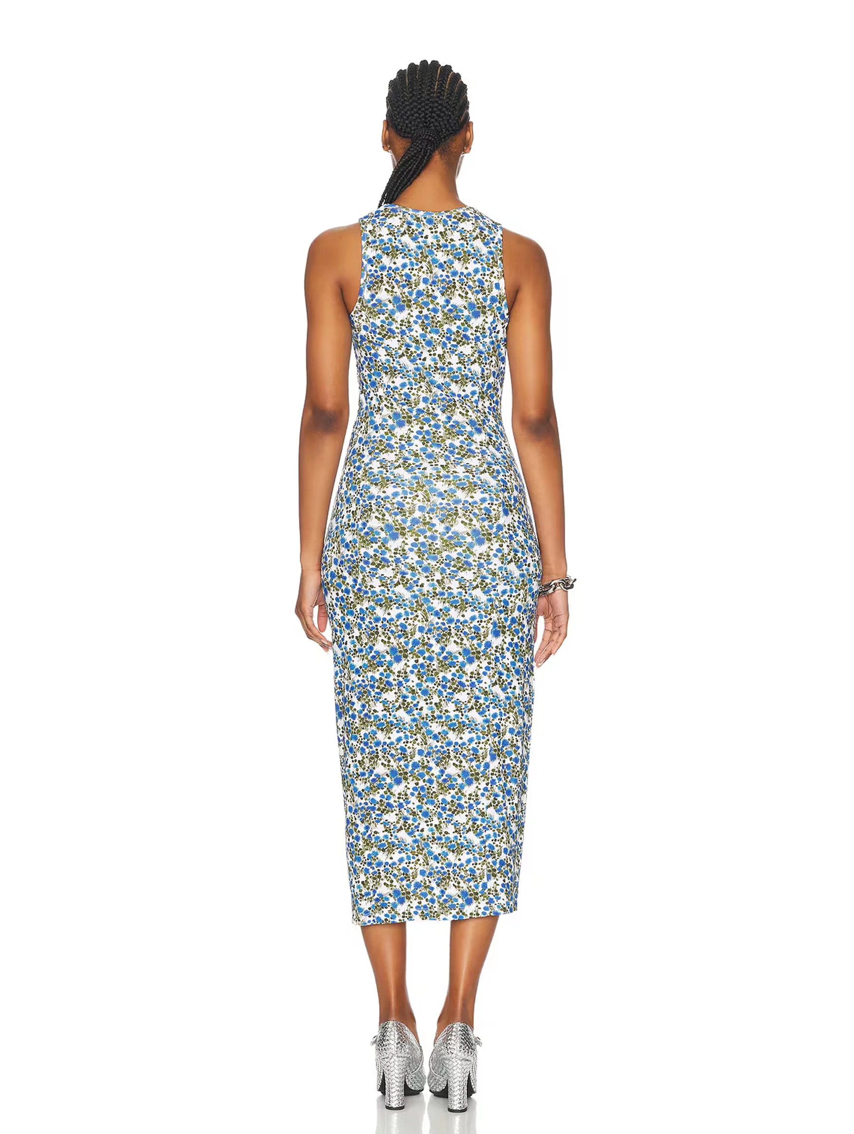 Midi Dress in Golden Thistle Green - Image 4