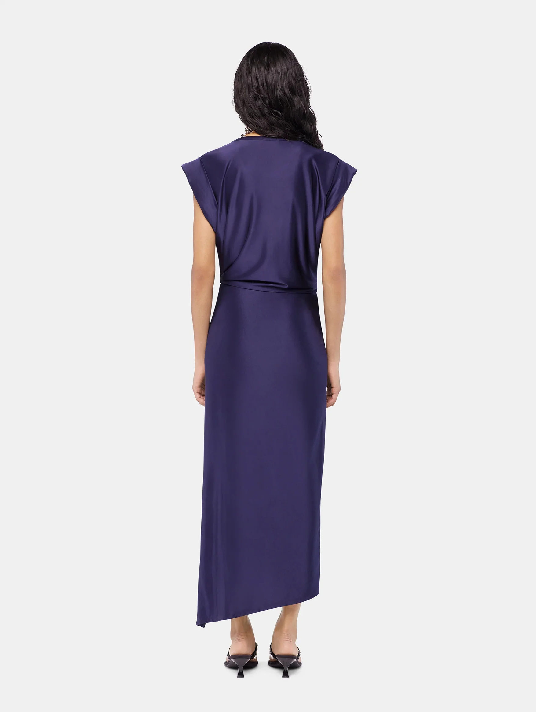 Midi Piercing Jersey Dress in Deep Navy - Image 5
