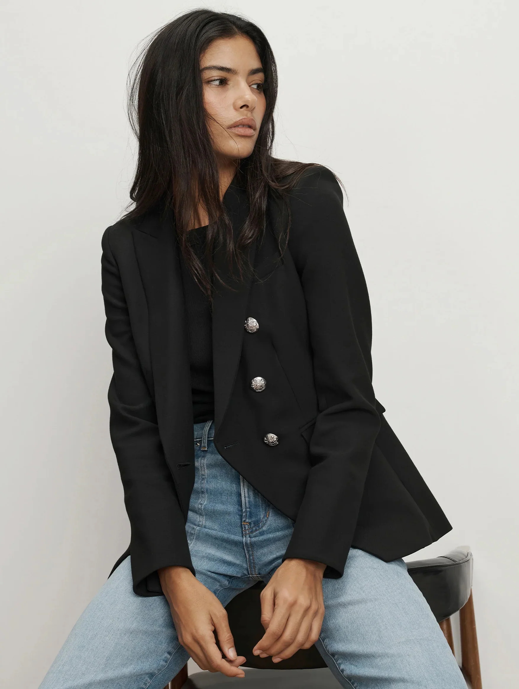 Miller Dickey Blazer in Black with Silver Buttons - Image 3