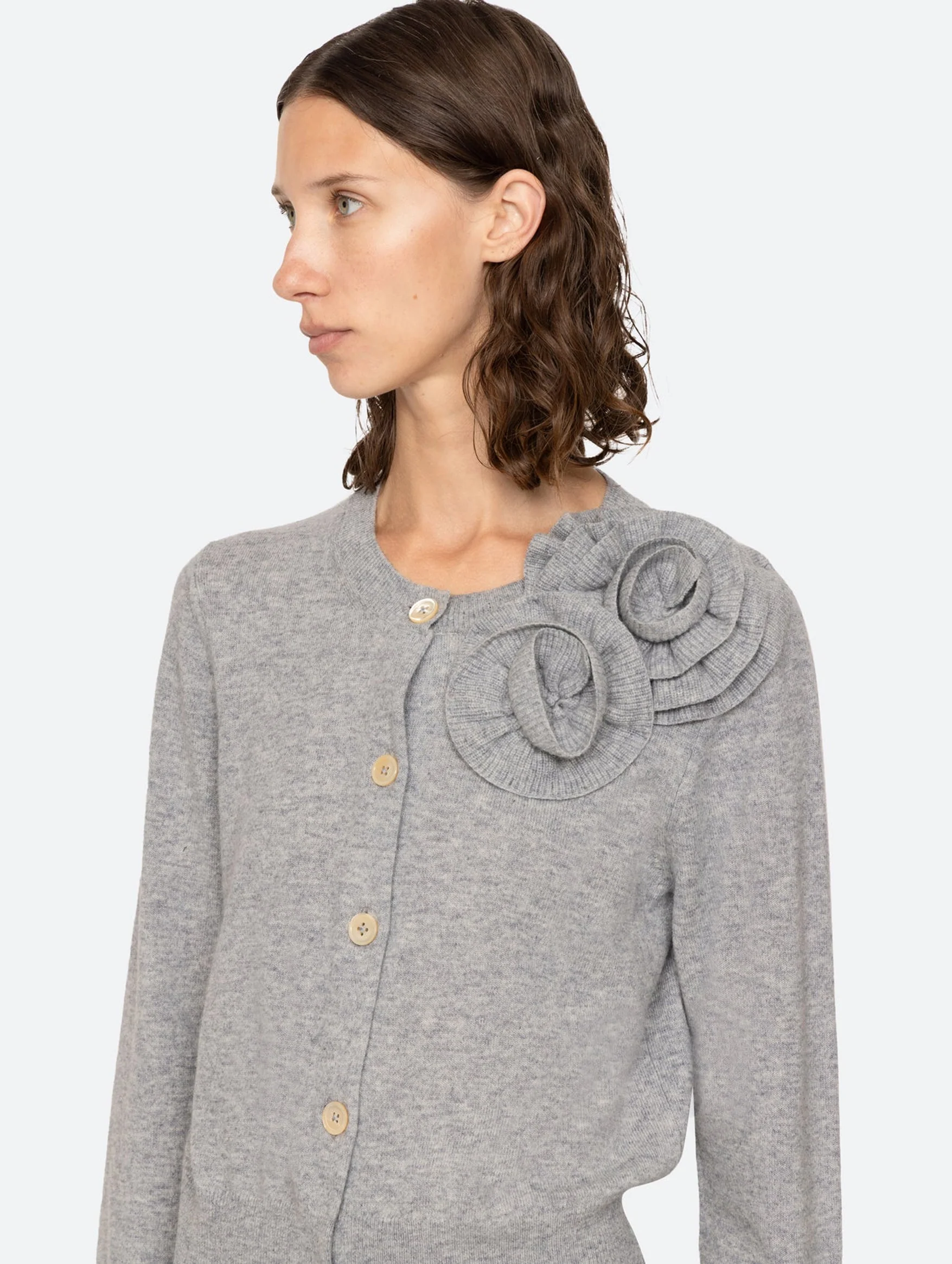 Minette Flower Cardigan in Grey - Image 5