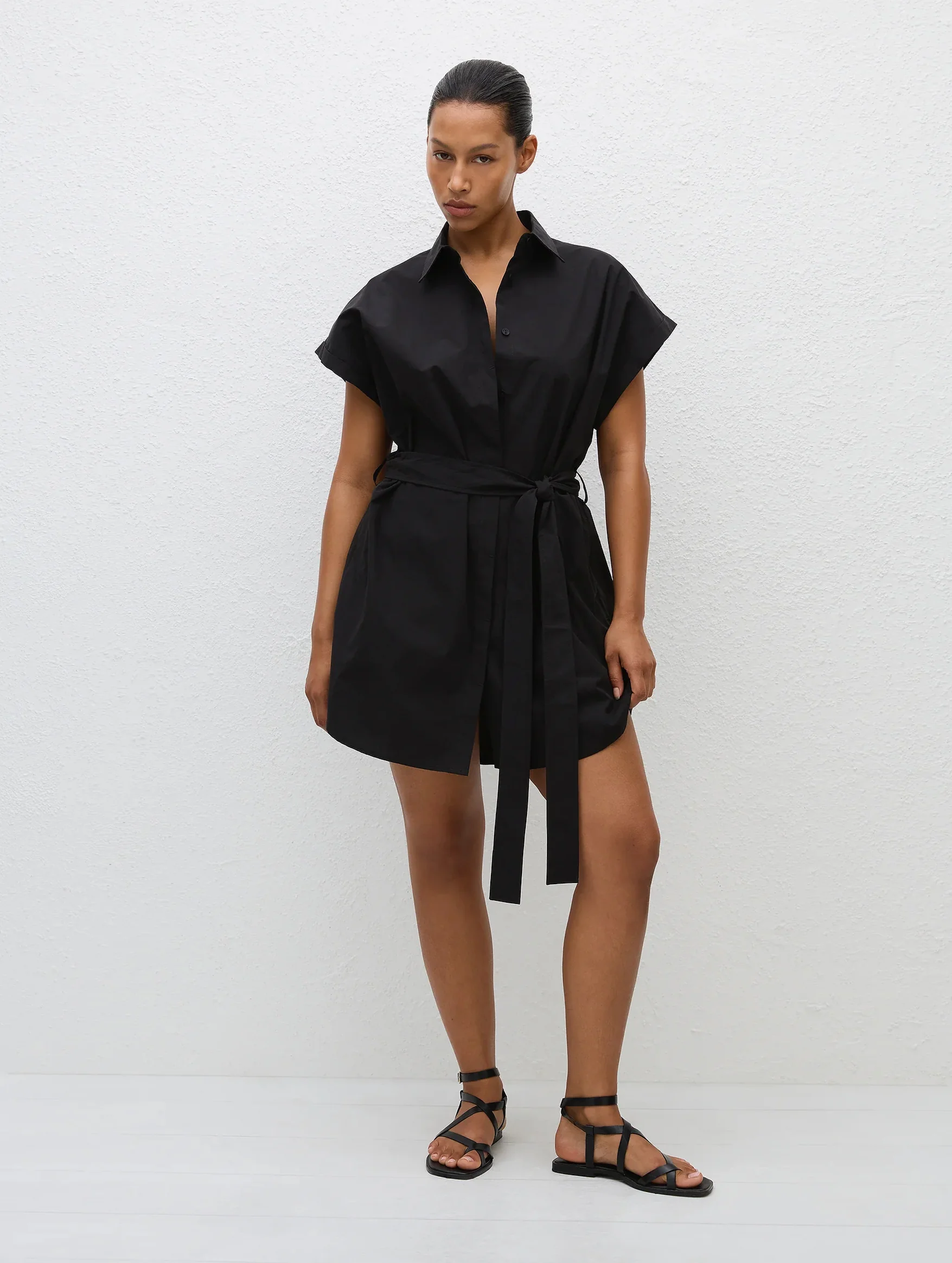 Mini Shirt Dress in Black - Image 4