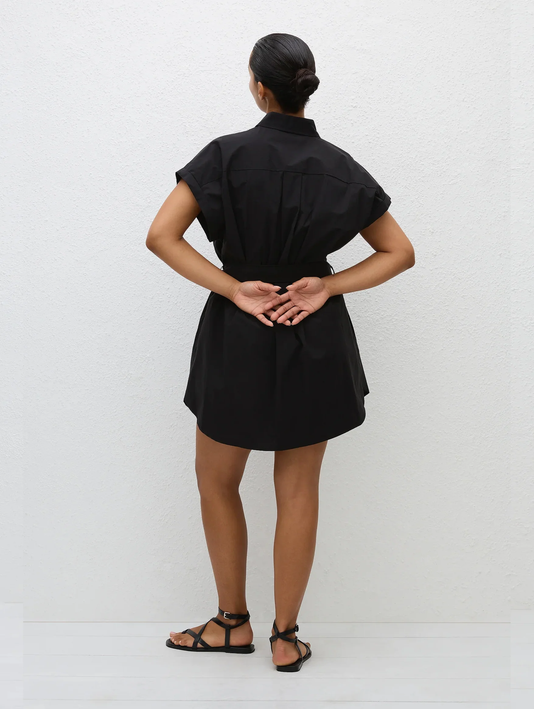 Mini Shirt Dress in Black - Image 5