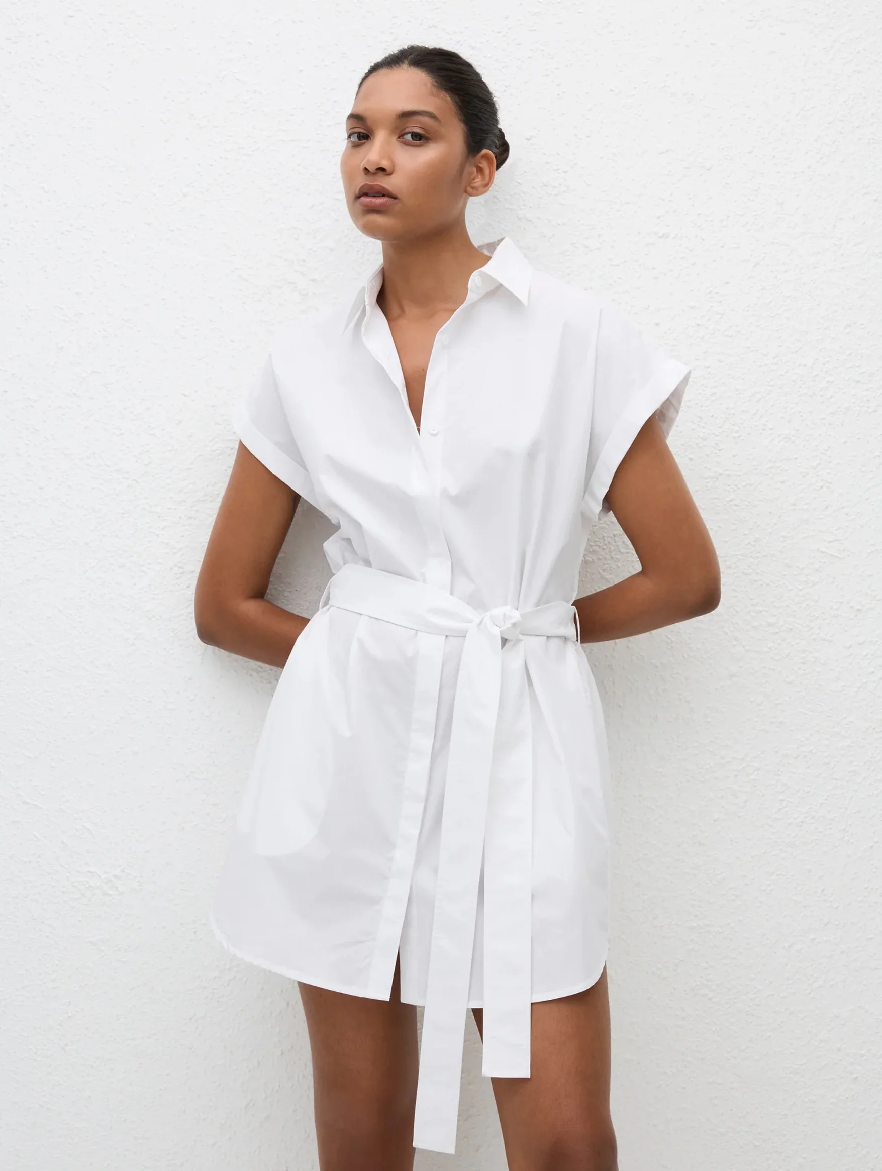 Mini Shirt Dress in White - Image 3