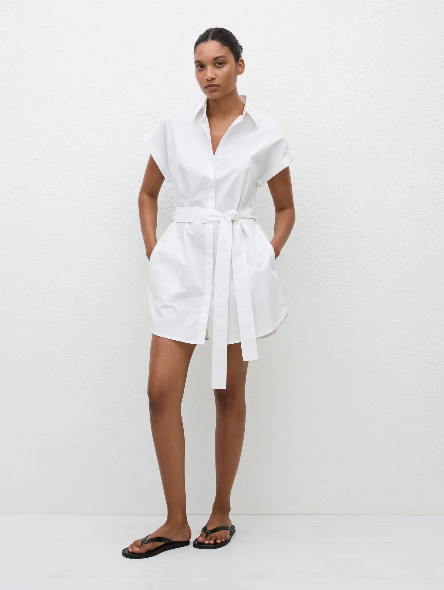 Mini Shirt Dress in White - Image 4