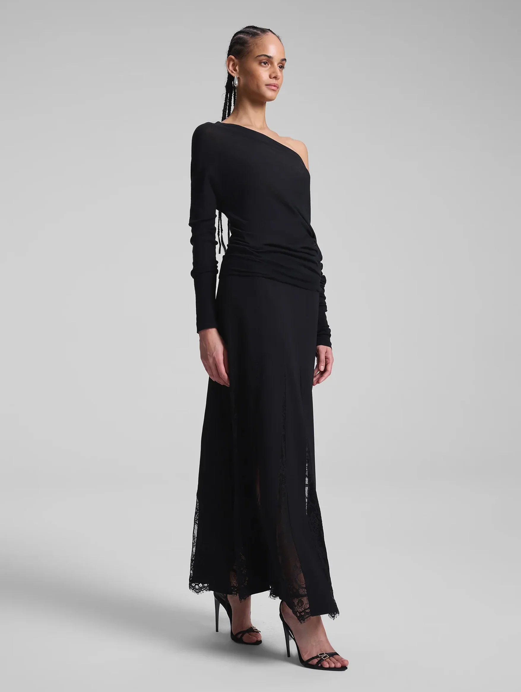 Mira Lace Midi Skirt in Black - Image 4