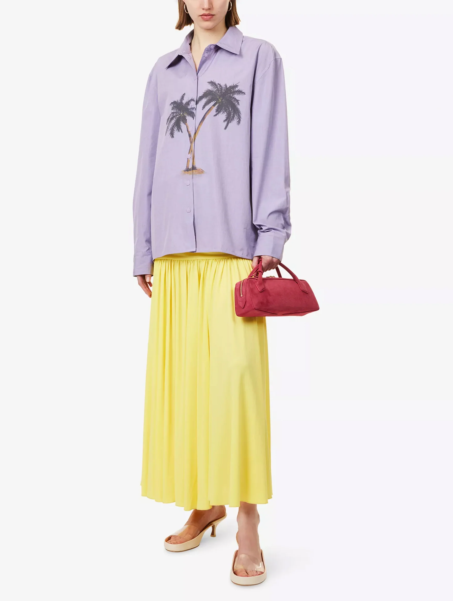 Mirage Palm Shirt in Lilac Palm Print - Image 2