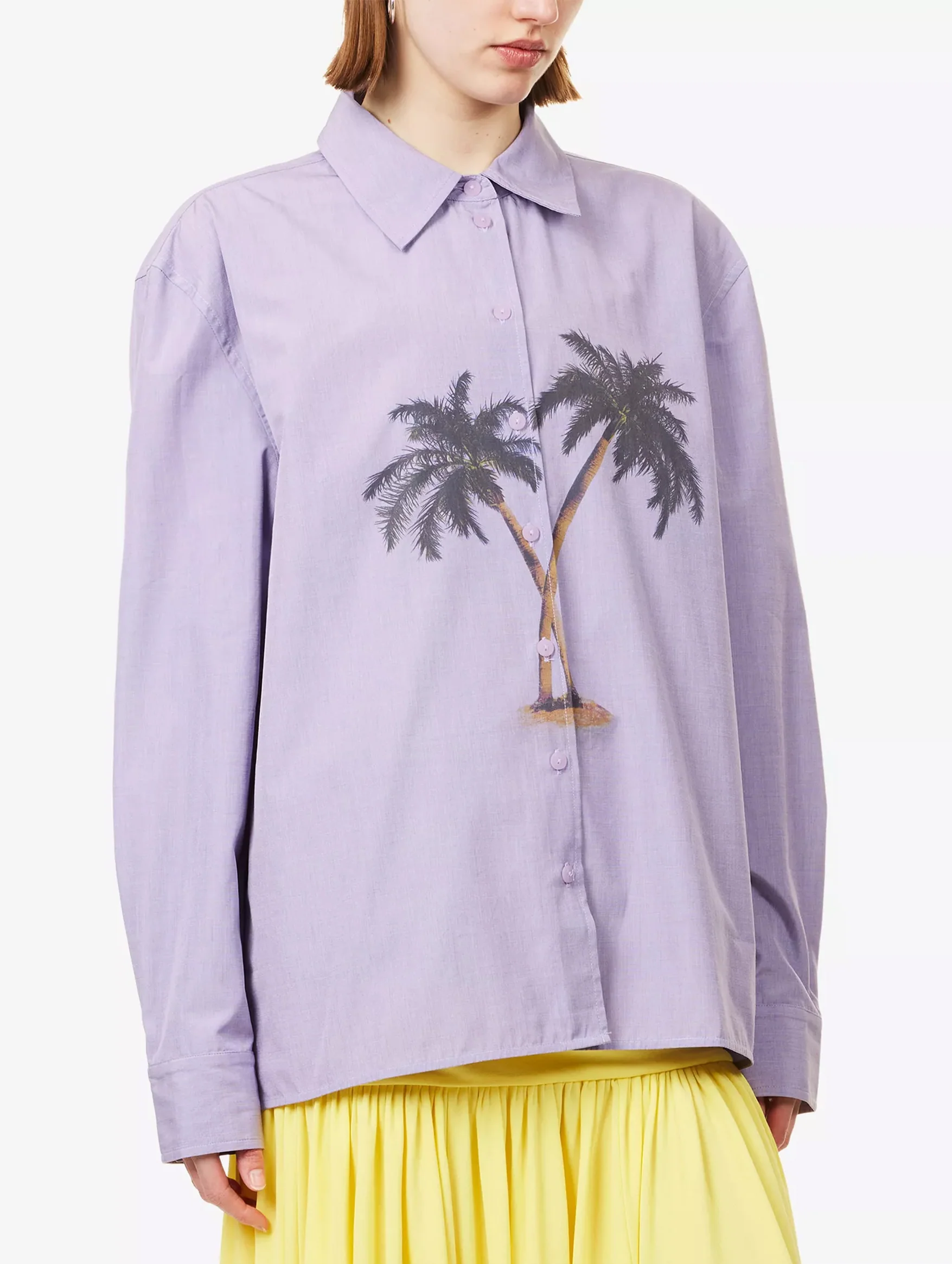Mirage Palm Shirt in Lilac Palm Print - Image 3