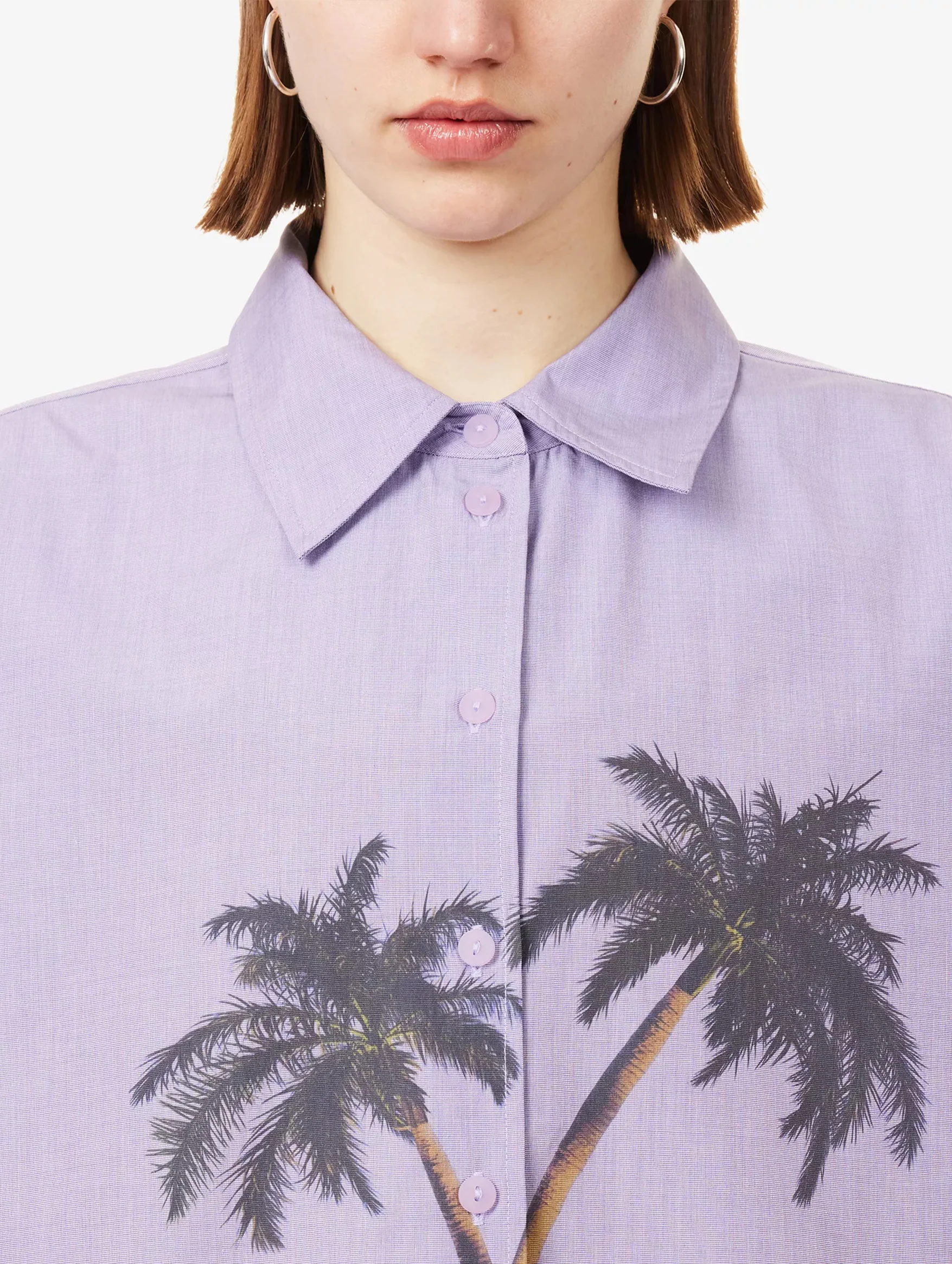 Mirage Palm Shirt in Lilac Palm Print - Image 4