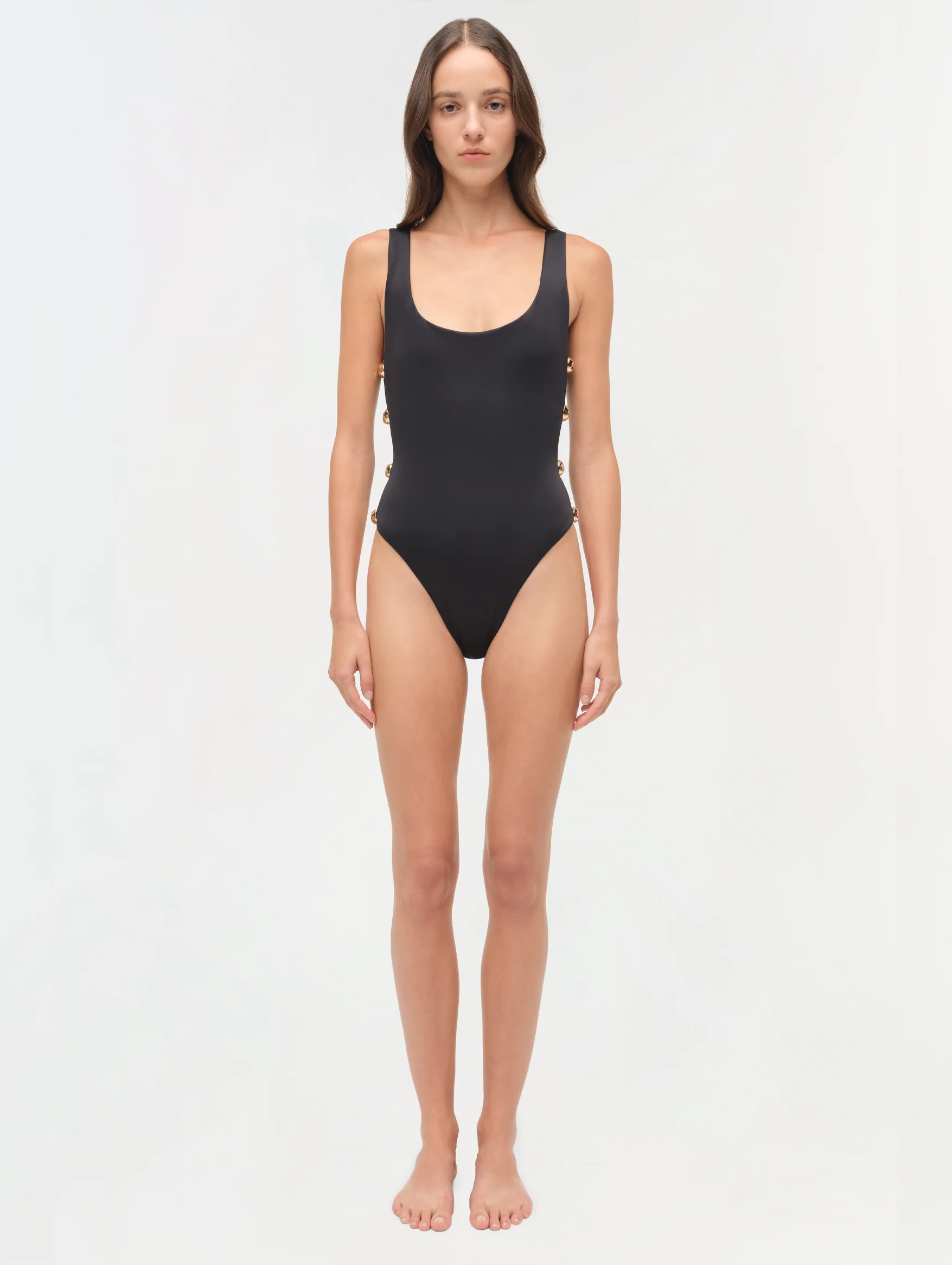 Mona Scoop Neck Swimsuit in Black - Image 2
