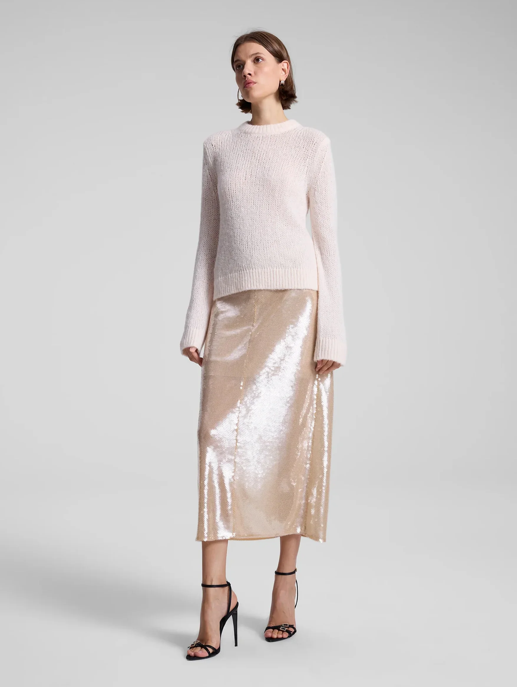 Monroe Soft Sequin Skirt in Clear - Image 4