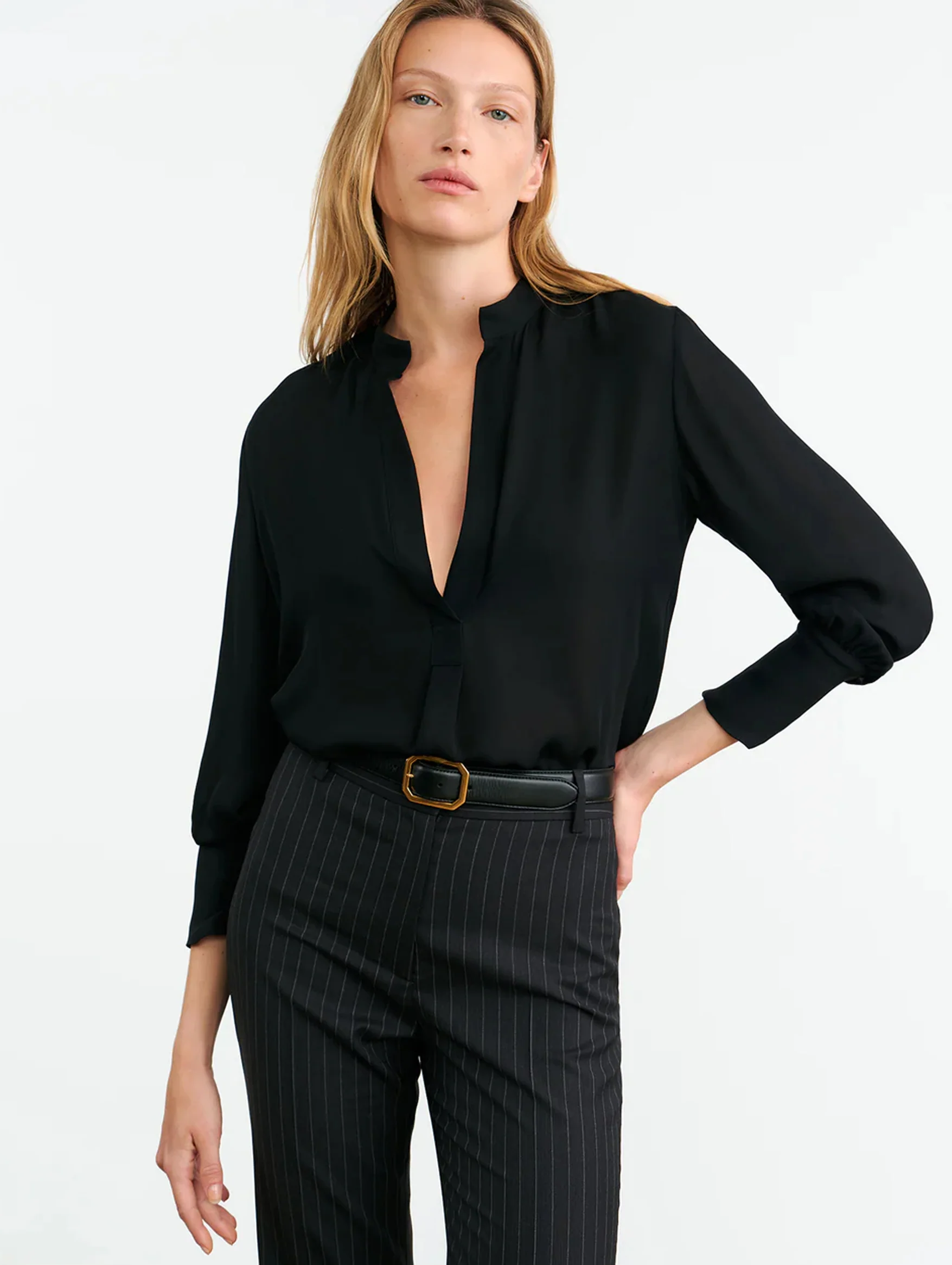 Montaine Silk Blouse in Black - Image 3