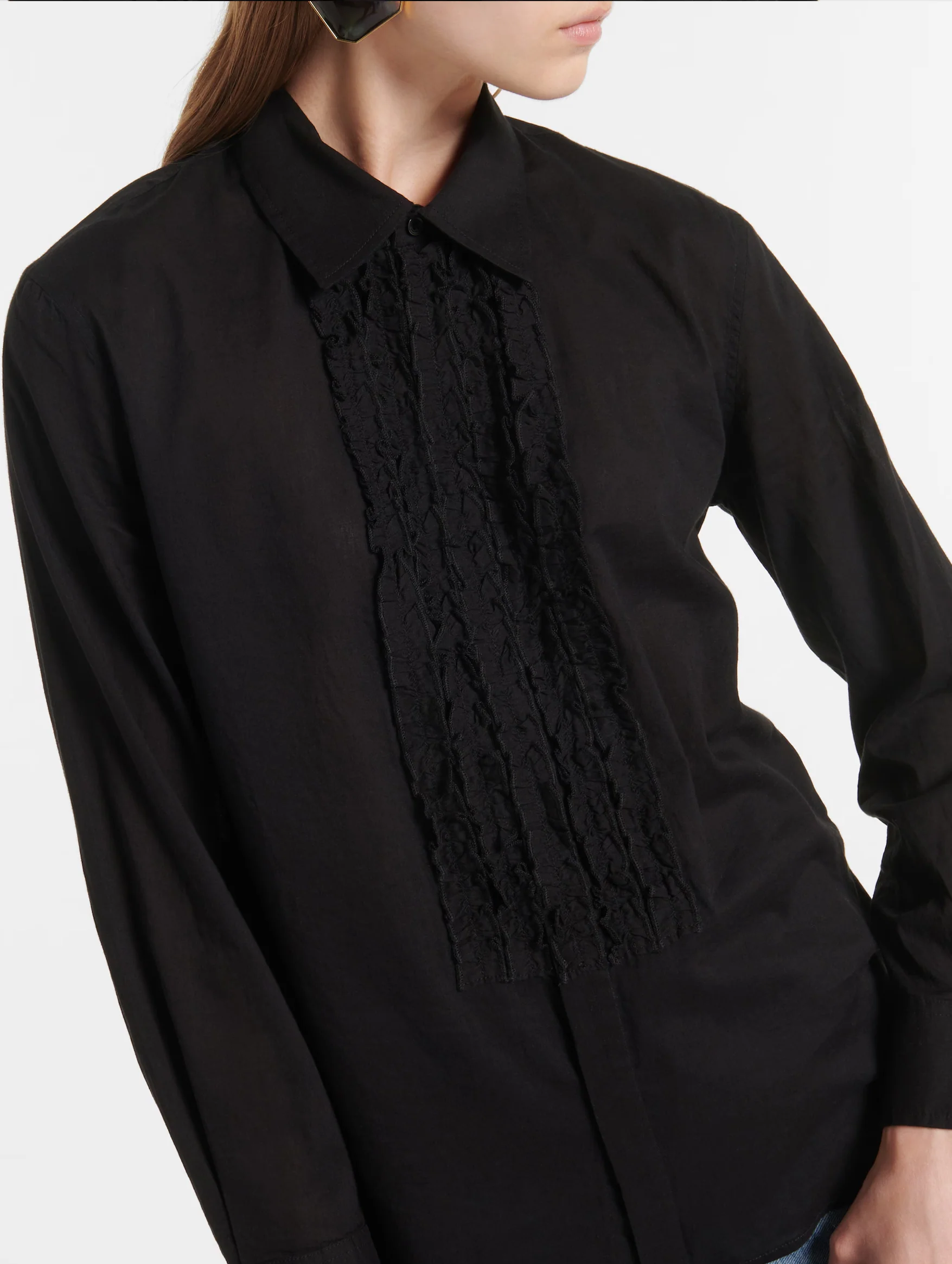 Nathael Ruffle Shirt in Black - Image 6