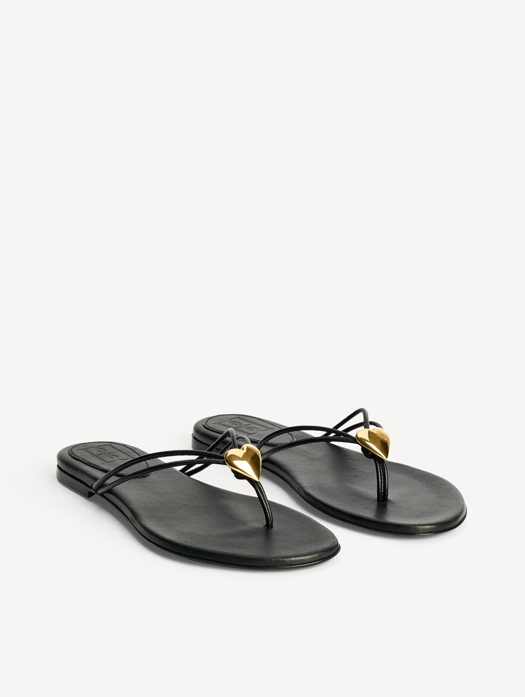Natta Heart Leather Sandals in Black - Image 3