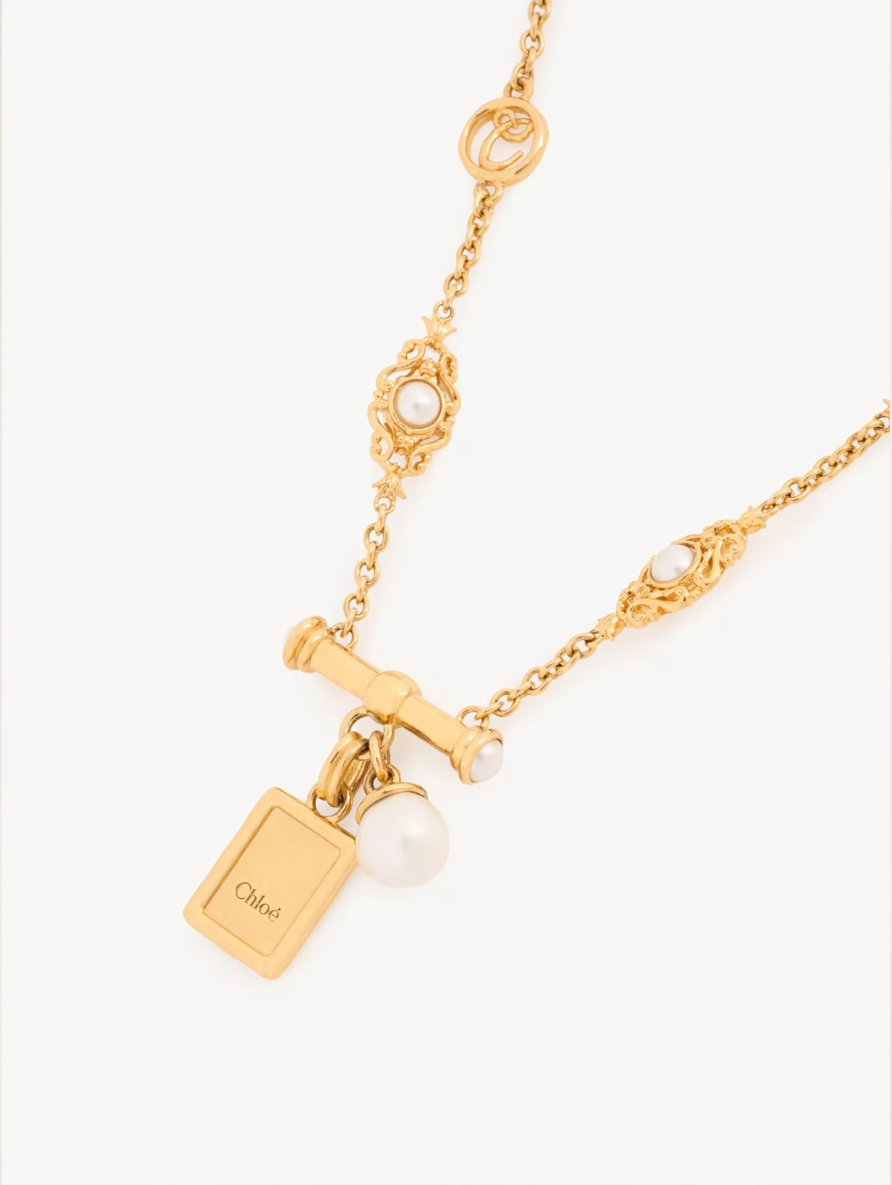 The Chloé Heirloom Necklace in Gold and Pearl - Image 3