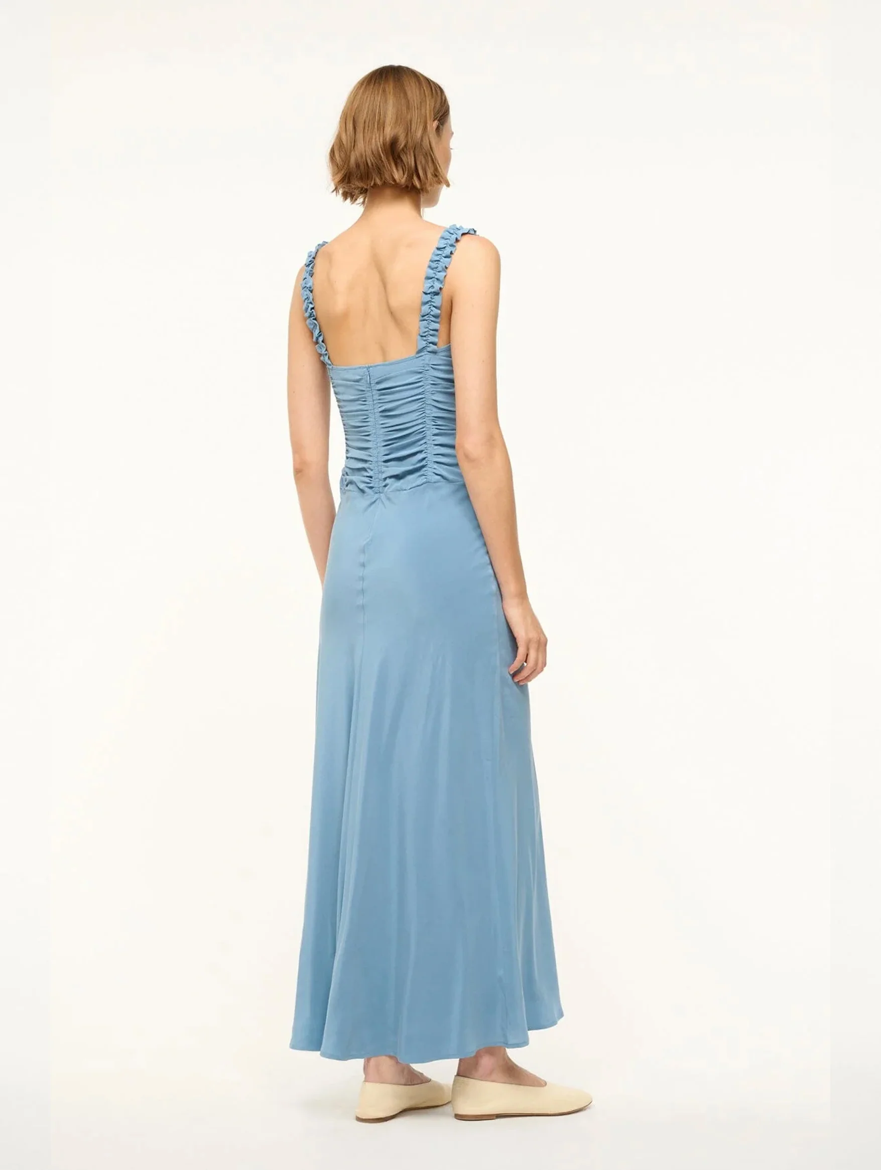 Nic Silk Maxi Dress Slate Blue - Image 4