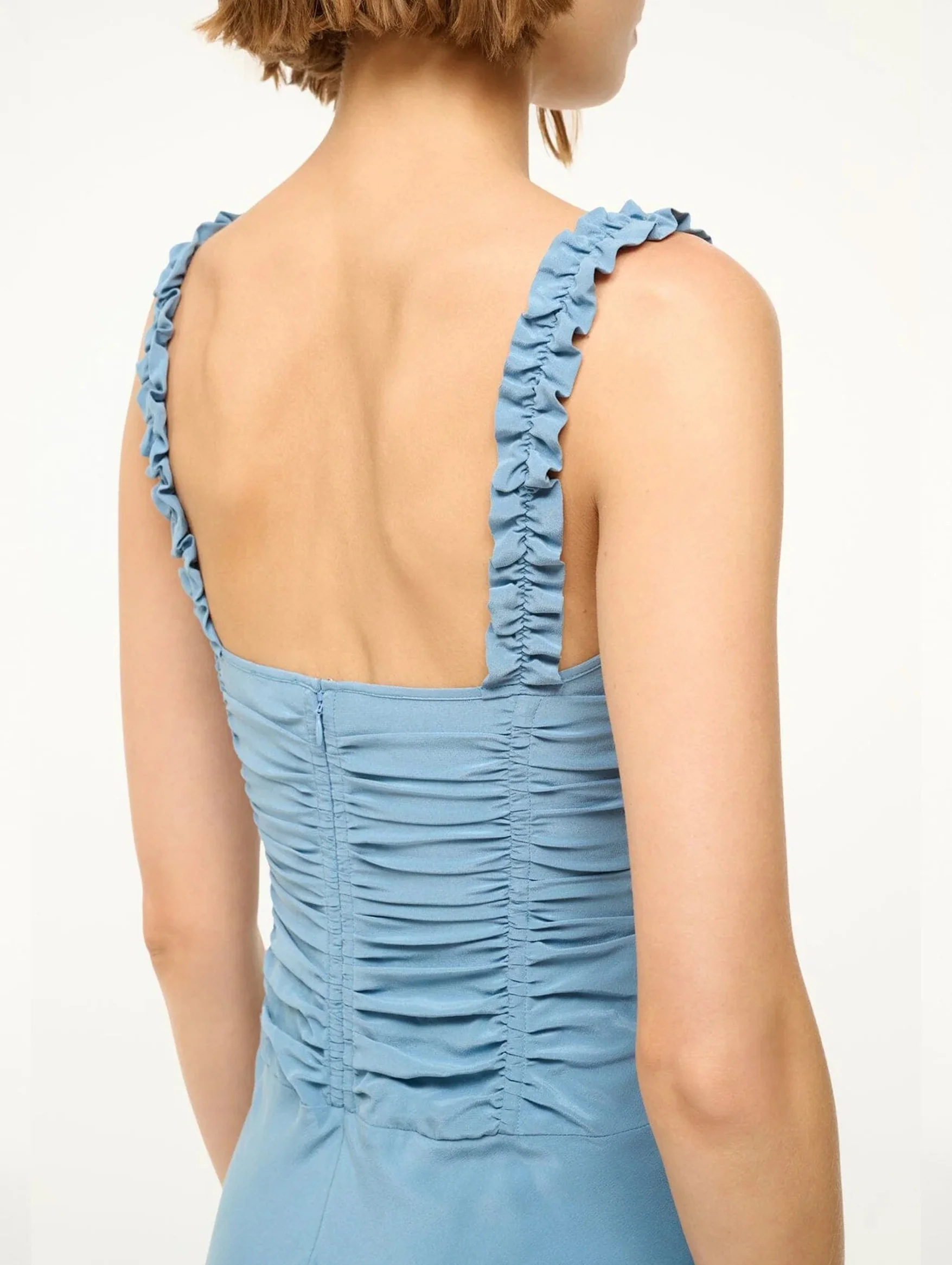Nic Silk Maxi Dress Slate Blue - Image 5