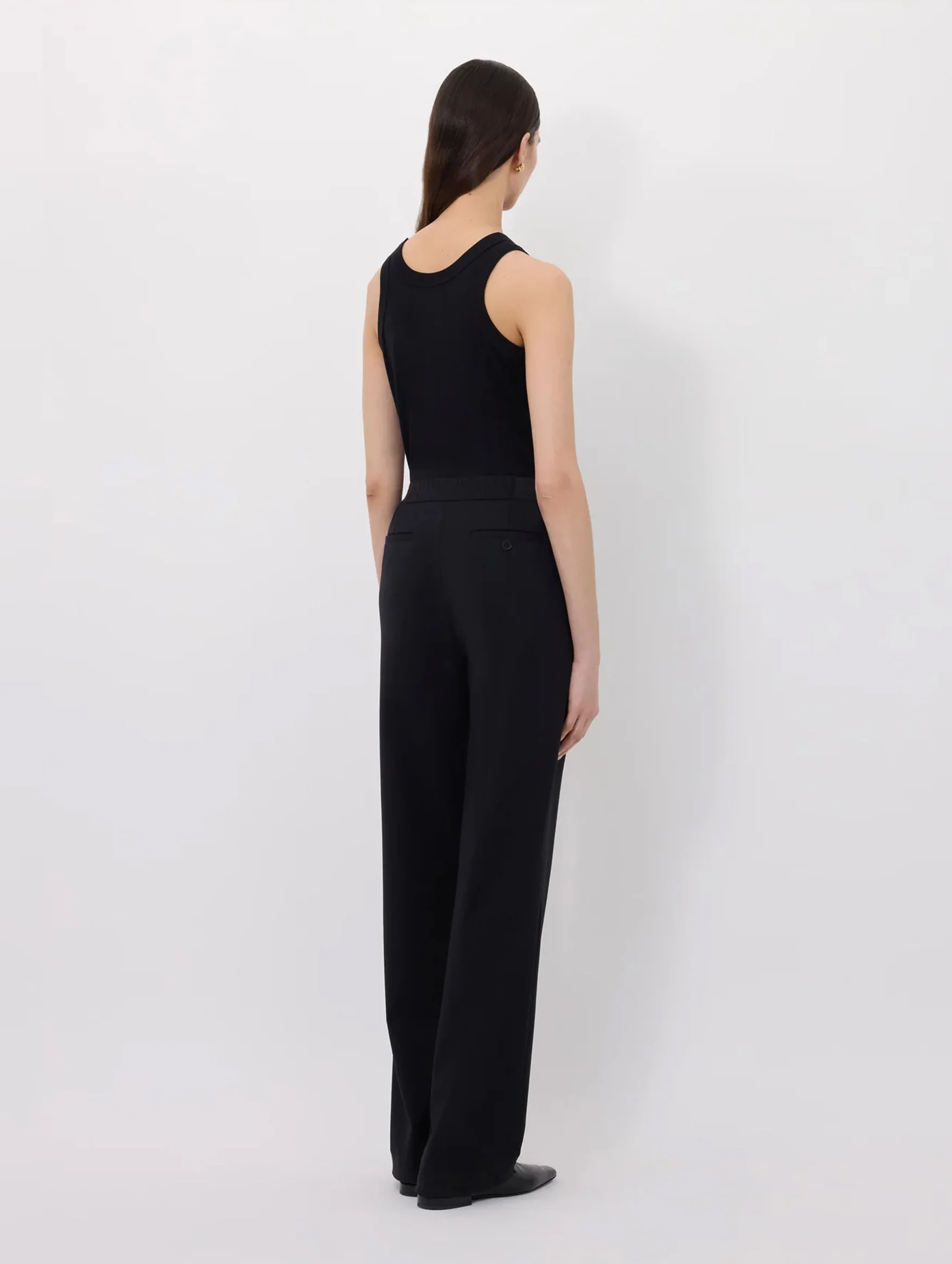 Niro Wool Elastic Waistband Pants in Black - Image 5