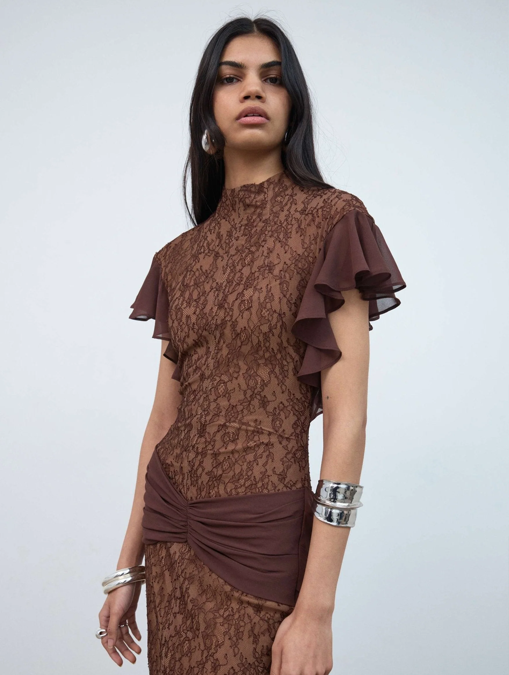 Noor Lace Maxi Dress In Brown - Image 3