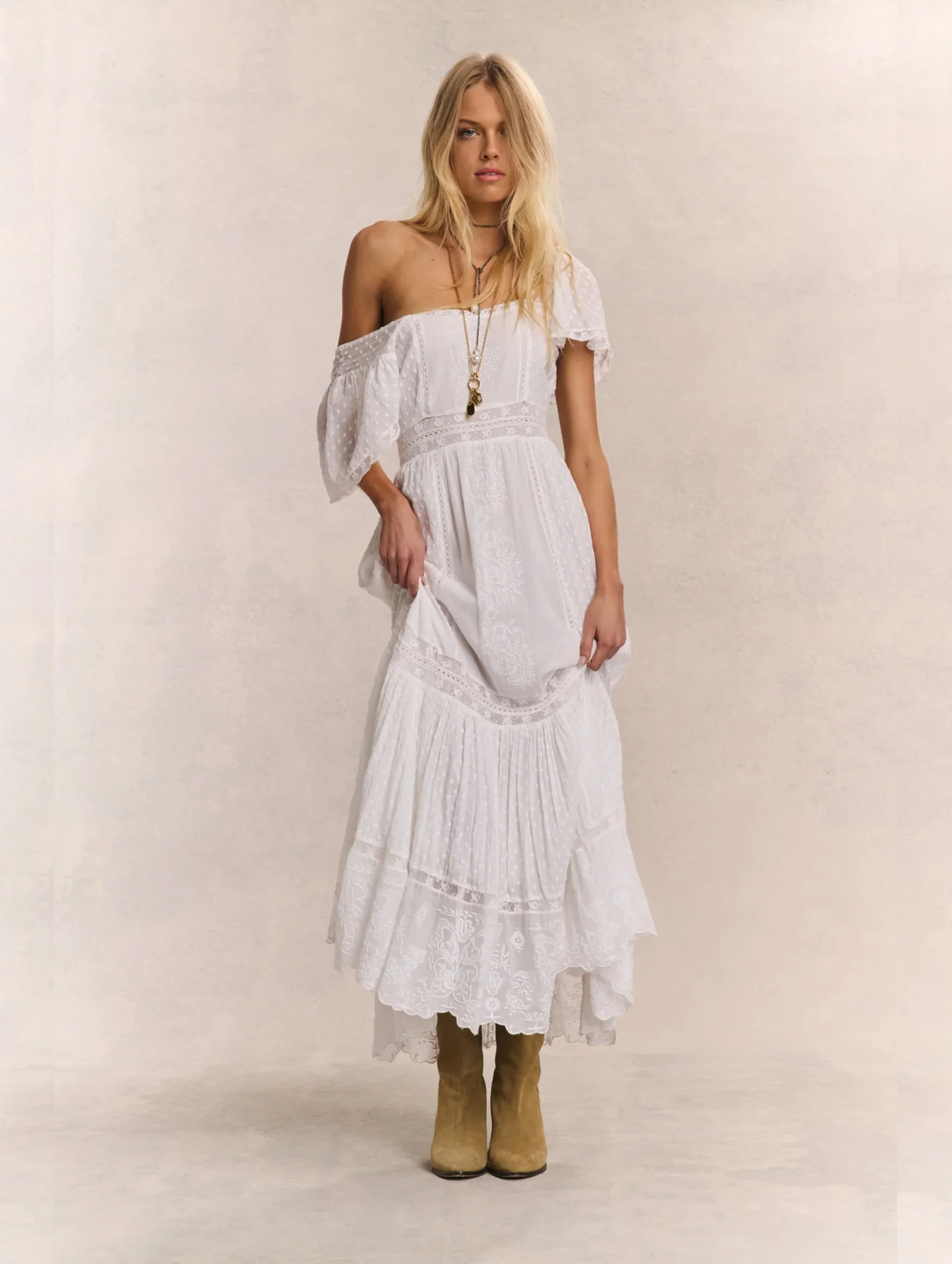 Norma Cotton Dress in White - Image 3