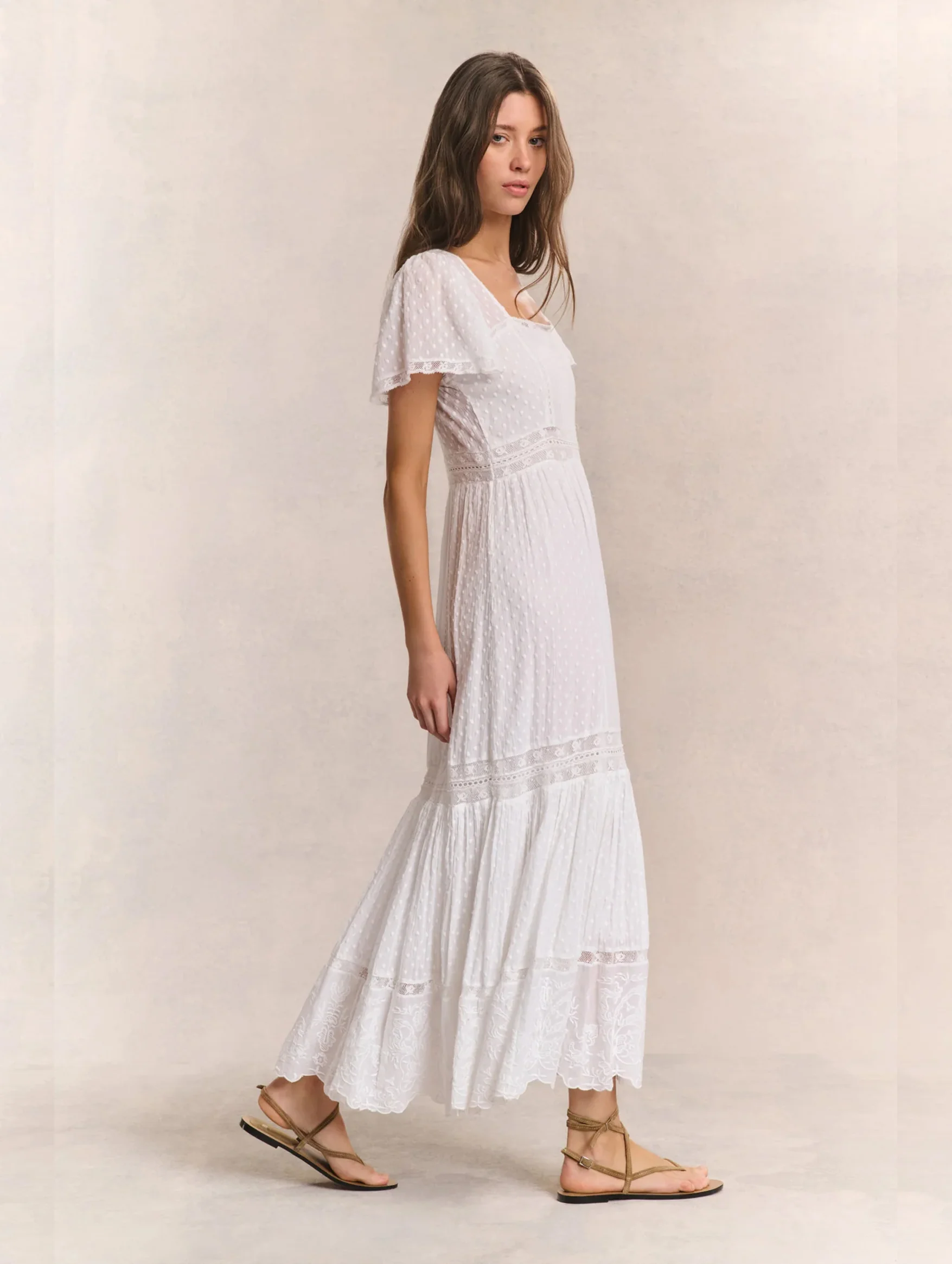 Norma Cotton Dress in White - Image 4
