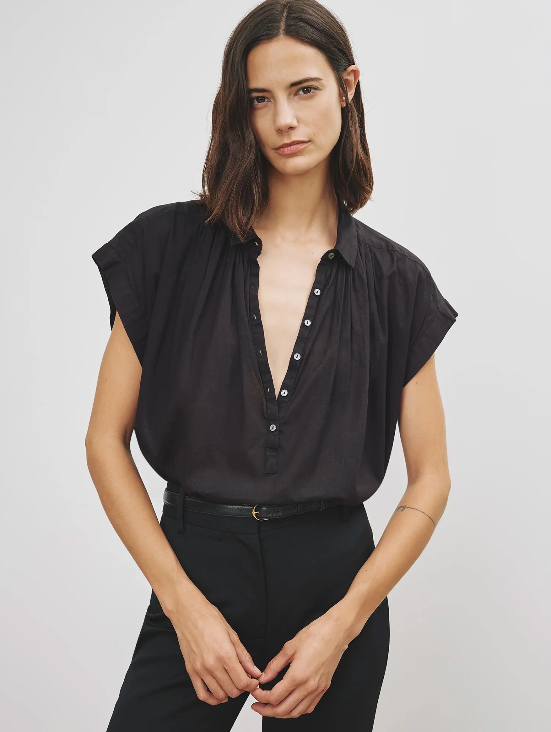 Normandy Cotton Blouse in Black - Image 2