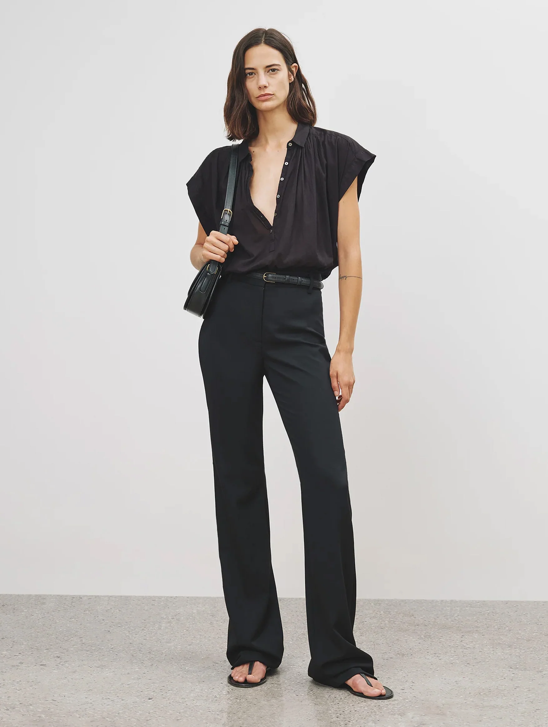 Normandy Cotton Blouse in Black - Image 3
