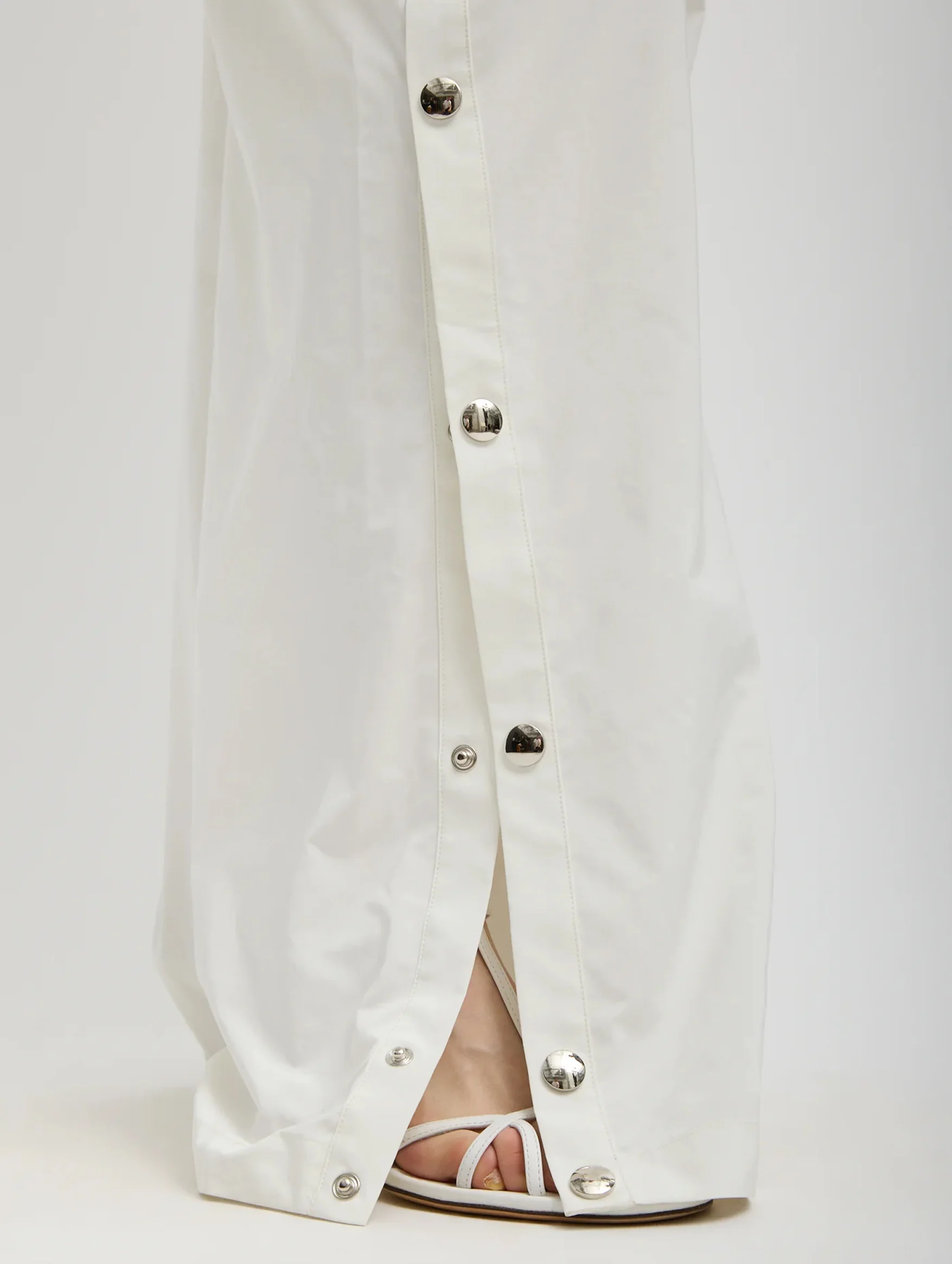 Nylon Snap Pull On Regular Jogger in White - Image 2