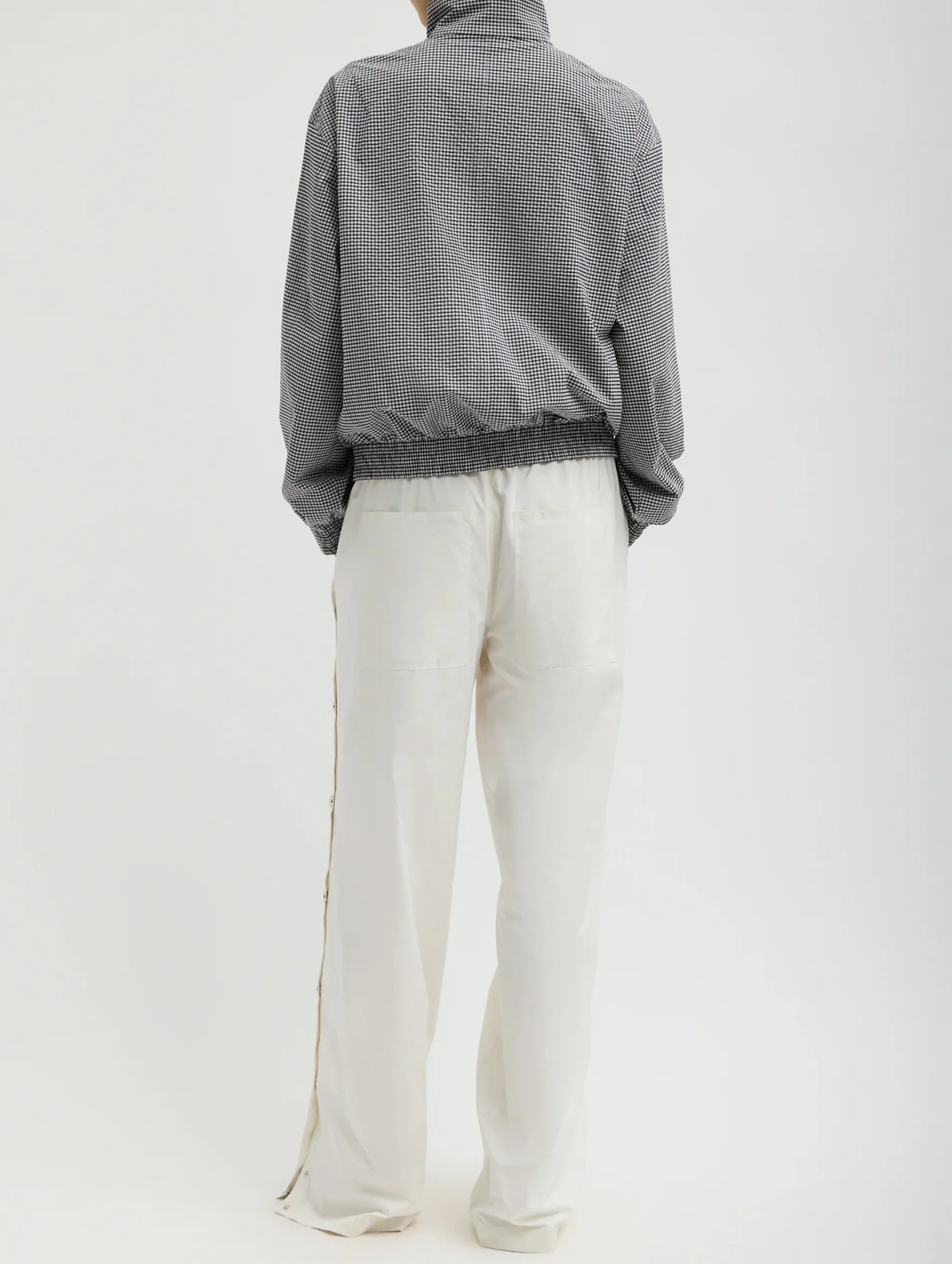 Nylon Snap Pull On Regular Jogger in White - Image 4